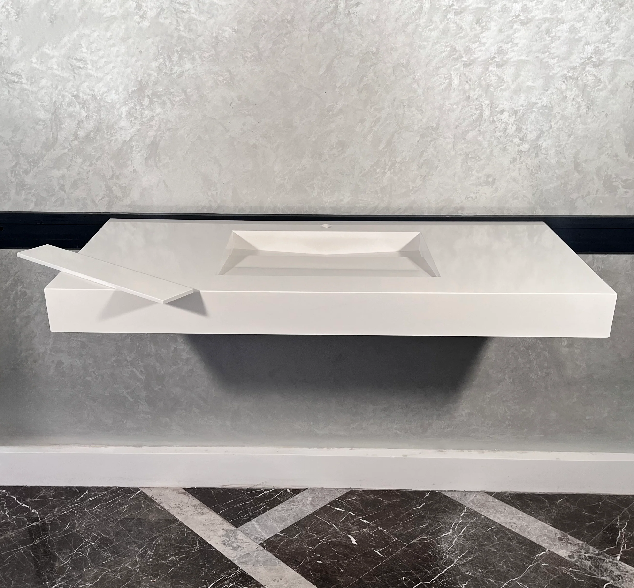 CUSTOM WHITE QUARTZ TROUGH SINK (QU-063) - Image 2