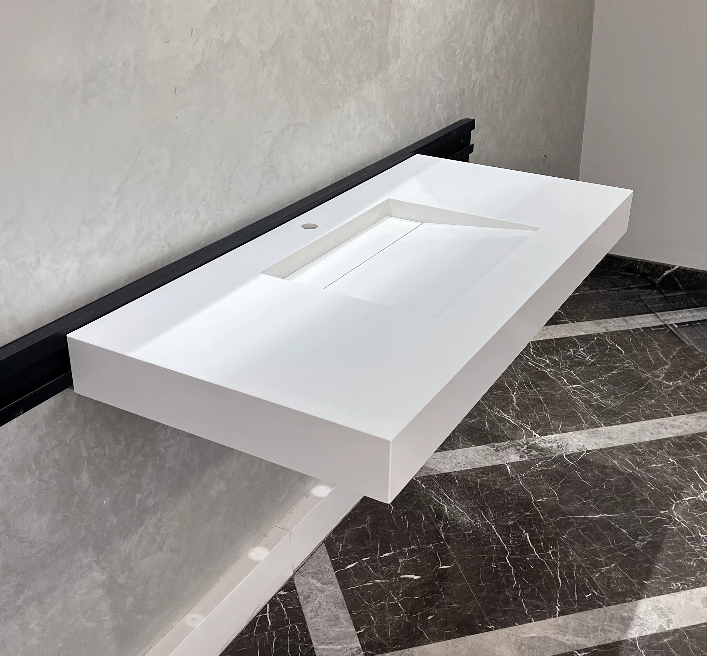 CUSTOM WHITE QUARTZ TROUGH SINK (QU-063) - Image 3