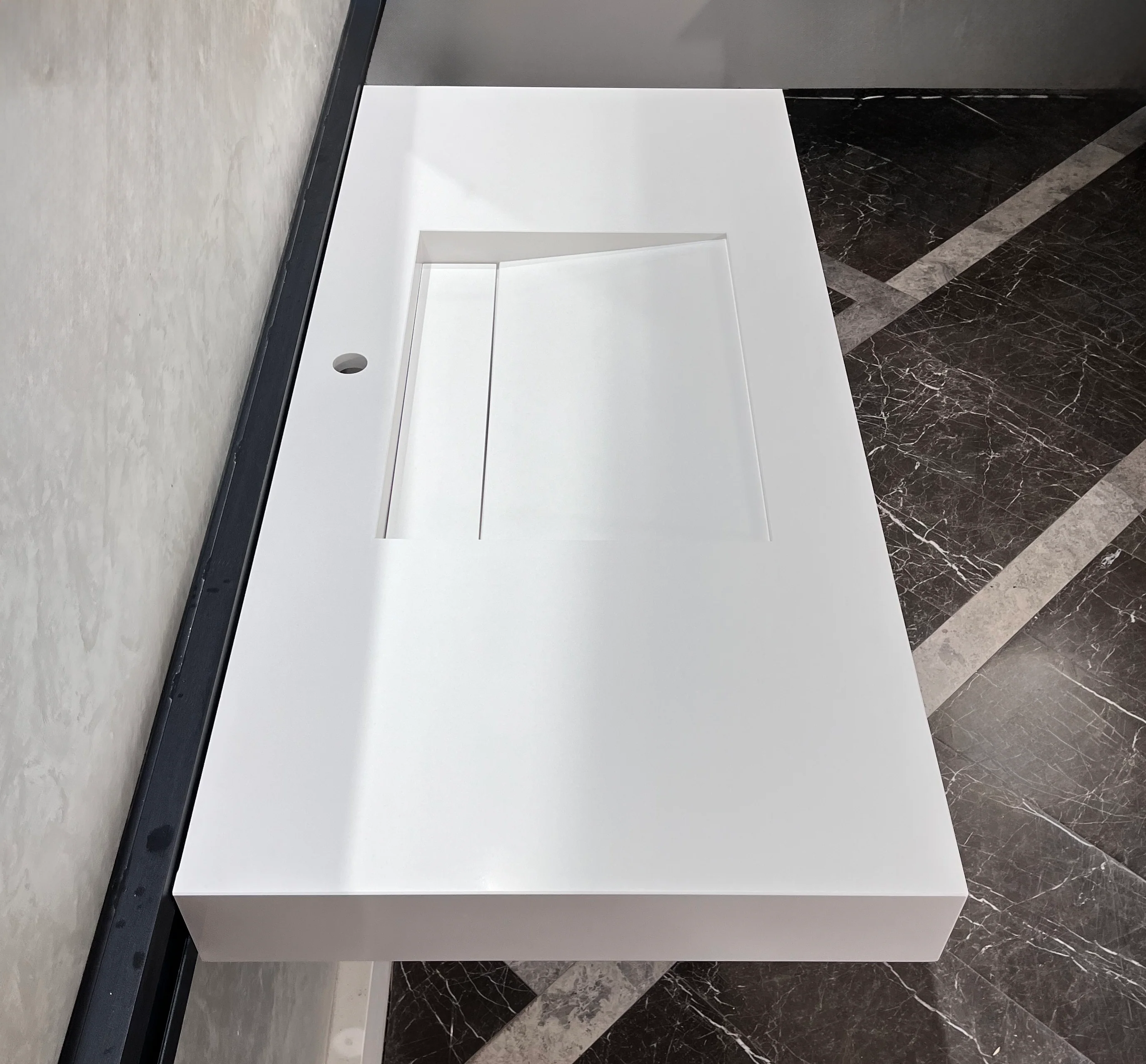 CUSTOM WHITE QUARTZ TROUGH SINK (QU-063) - Image 4