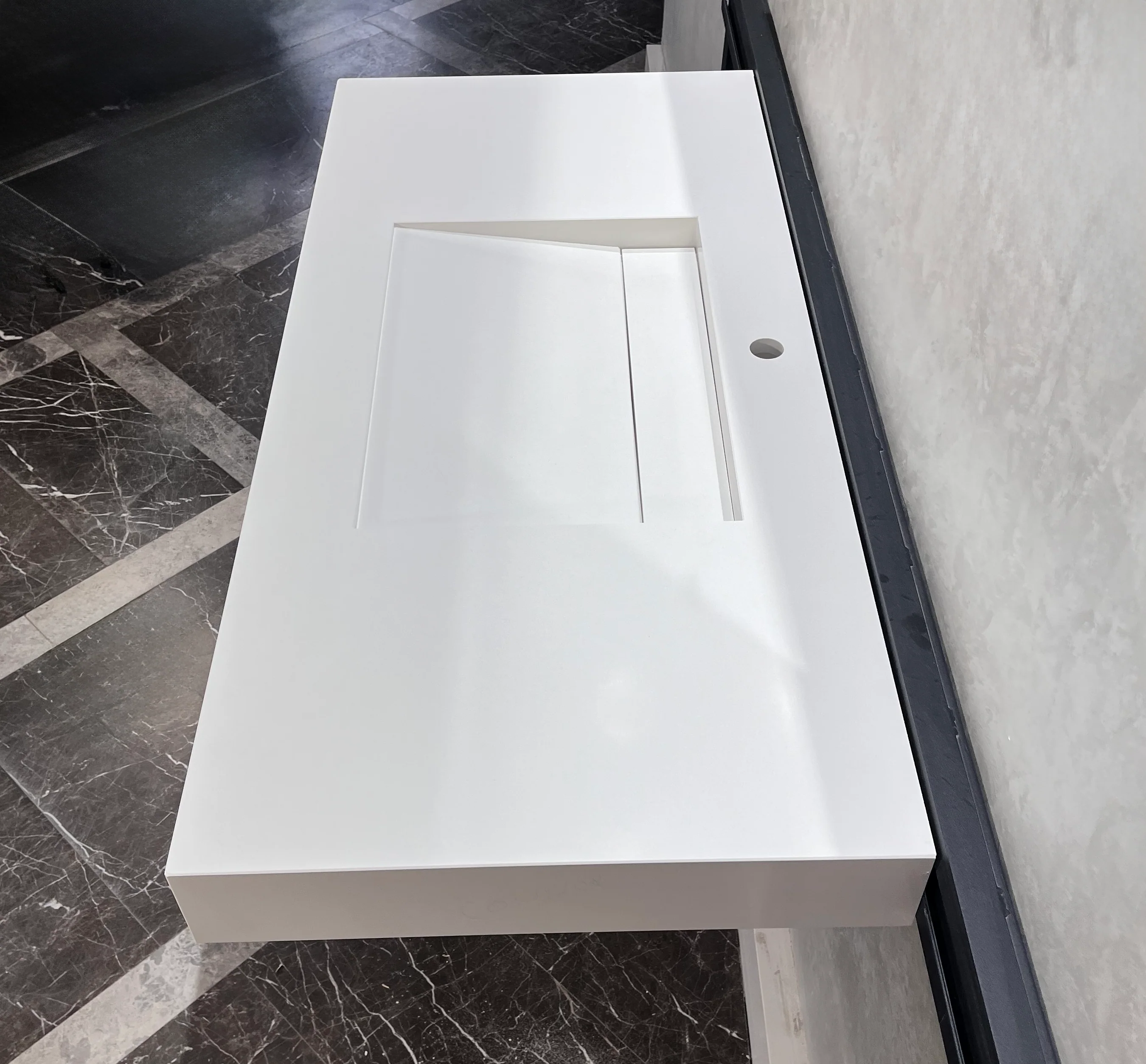 CUSTOM WHITE QUARTZ TROUGH SINK (QU-063) - Image 5