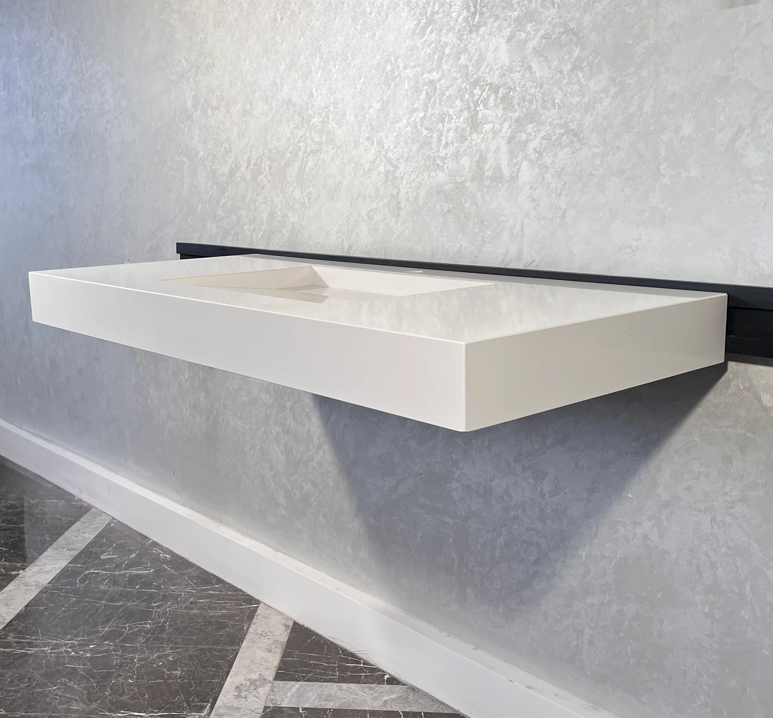 CUSTOM WHITE QUARTZ TROUGH SINK (QU-063) - Image 7