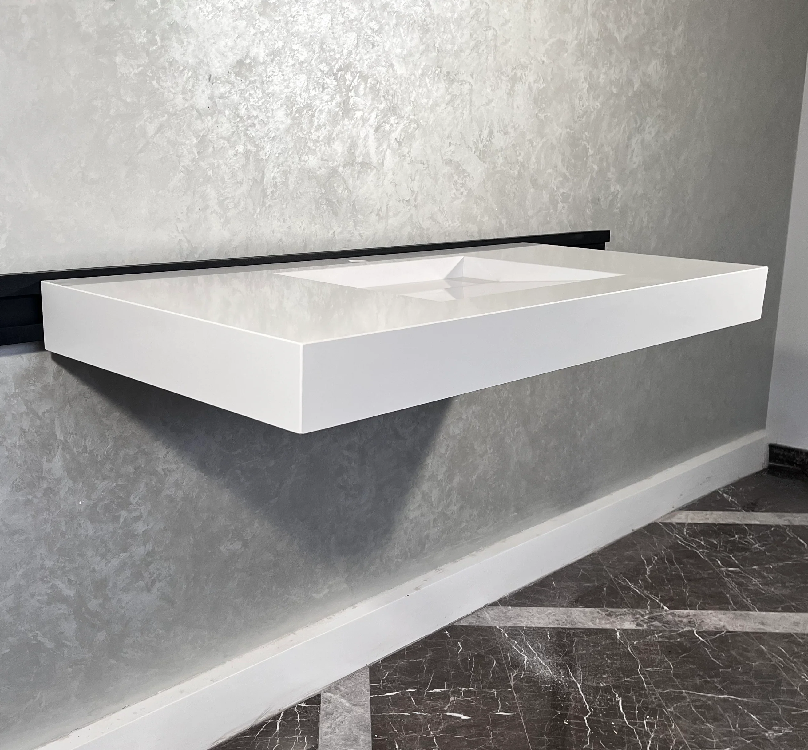 CUSTOM WHITE QUARTZ TROUGH SINK (QU-063) - Image 8