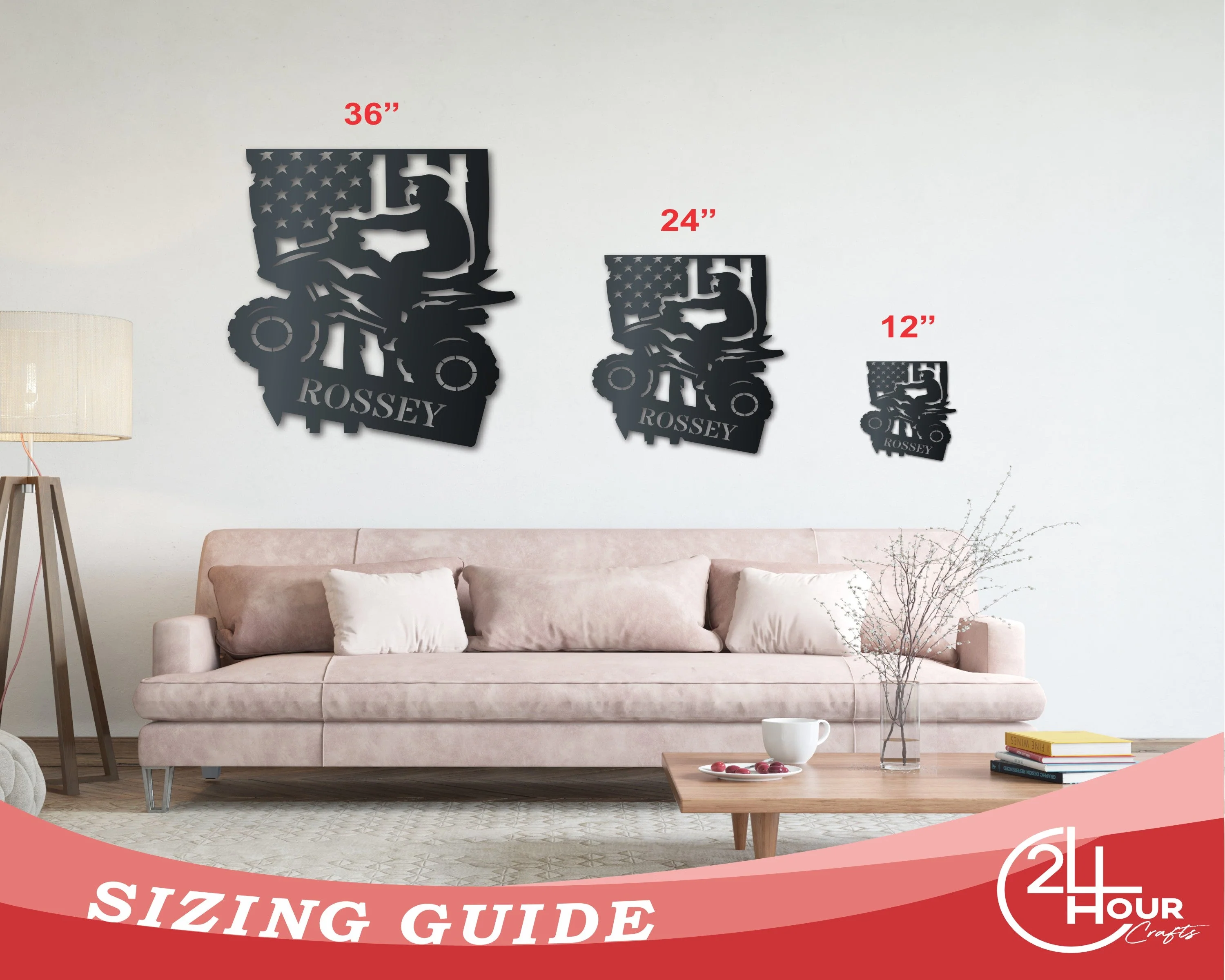 Customizable American Quad Metal Sign | Indoor Outdoor | Up to 46" | Over 20 Color Options - Image 3