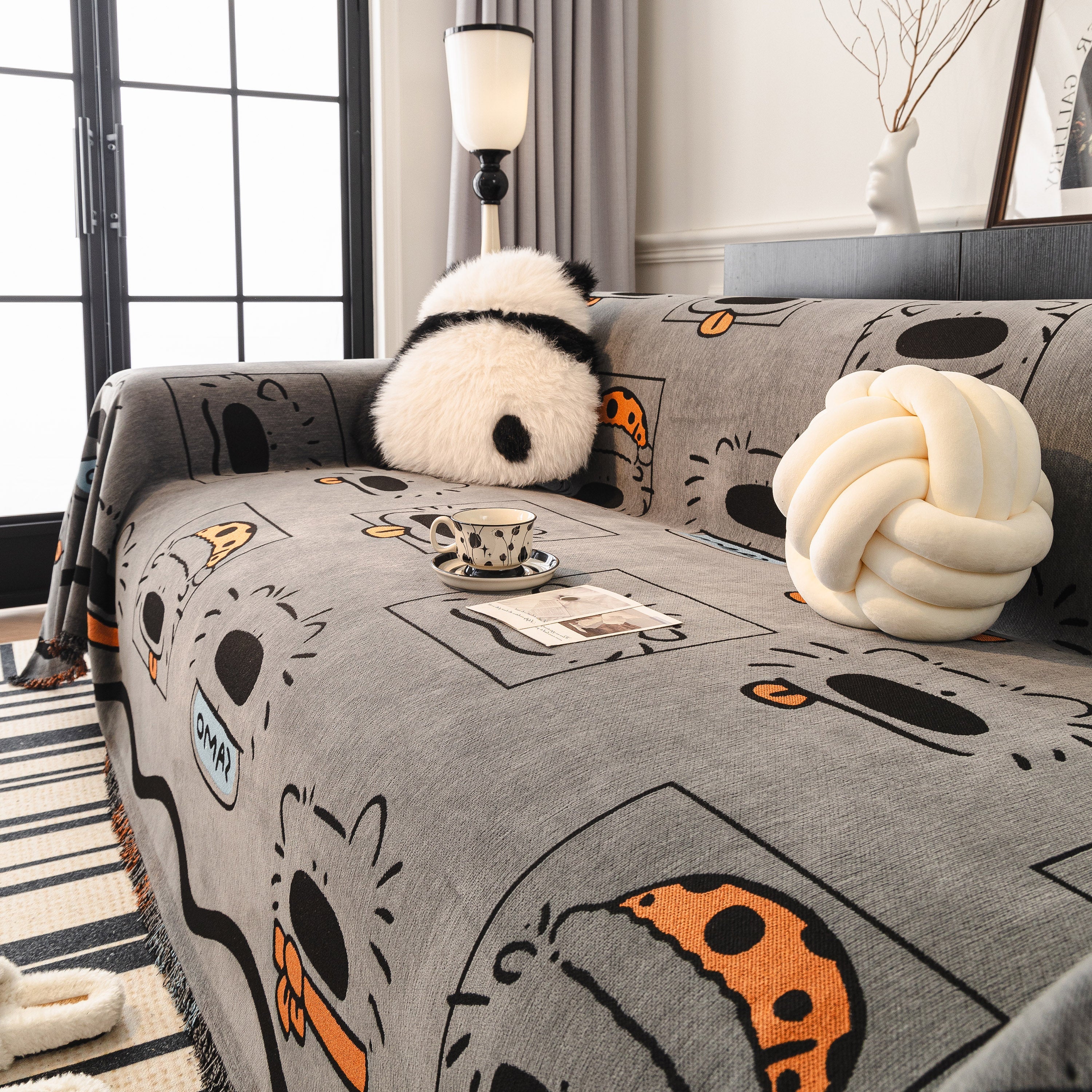 Cute Chenille Couch Cover Throw, Cartoon Soft Washable Sofa Cover for Sectional Sofas - Image 10