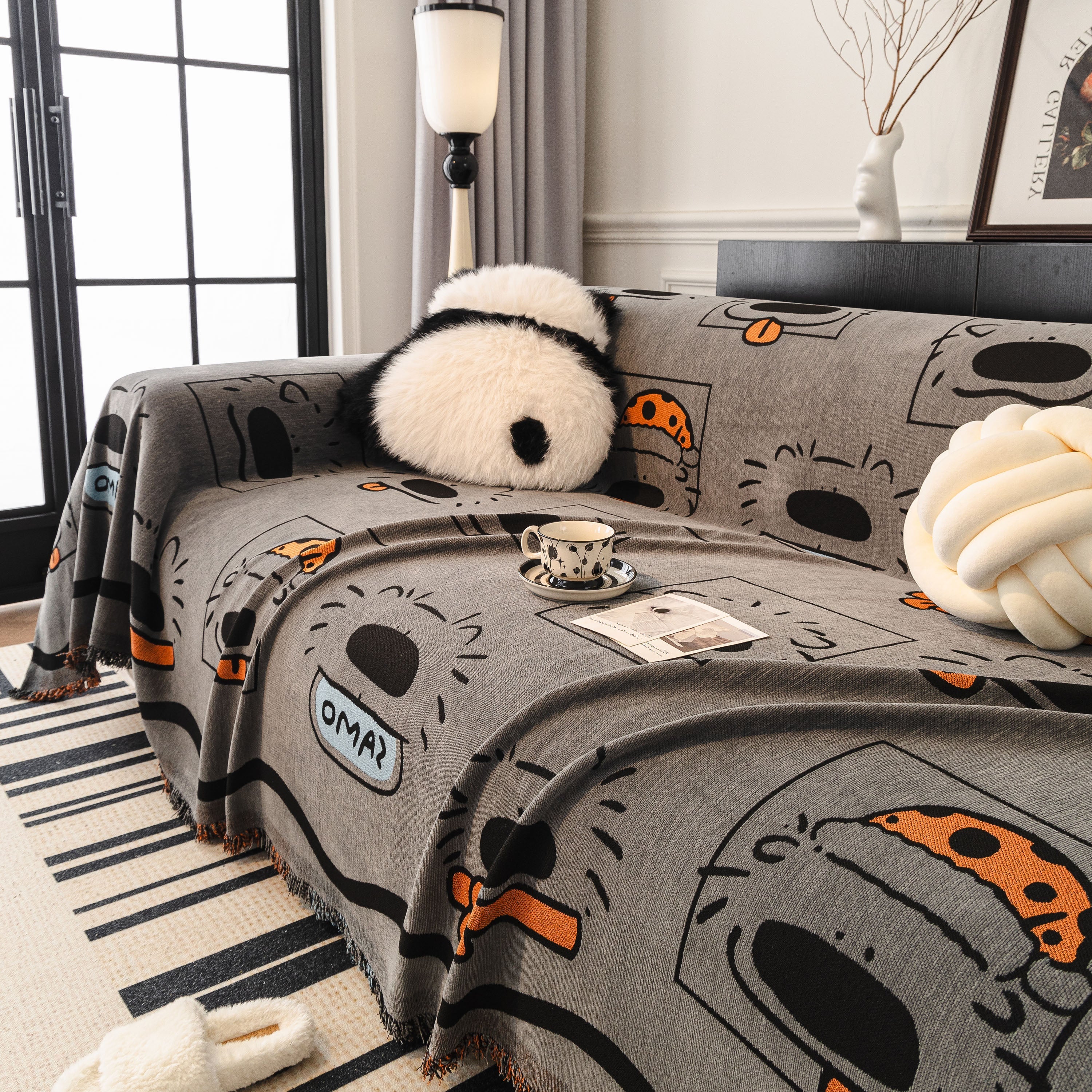 Cute Chenille Couch Cover Throw, Cartoon Soft Washable Sofa Cover for Sectional Sofas - Image 15