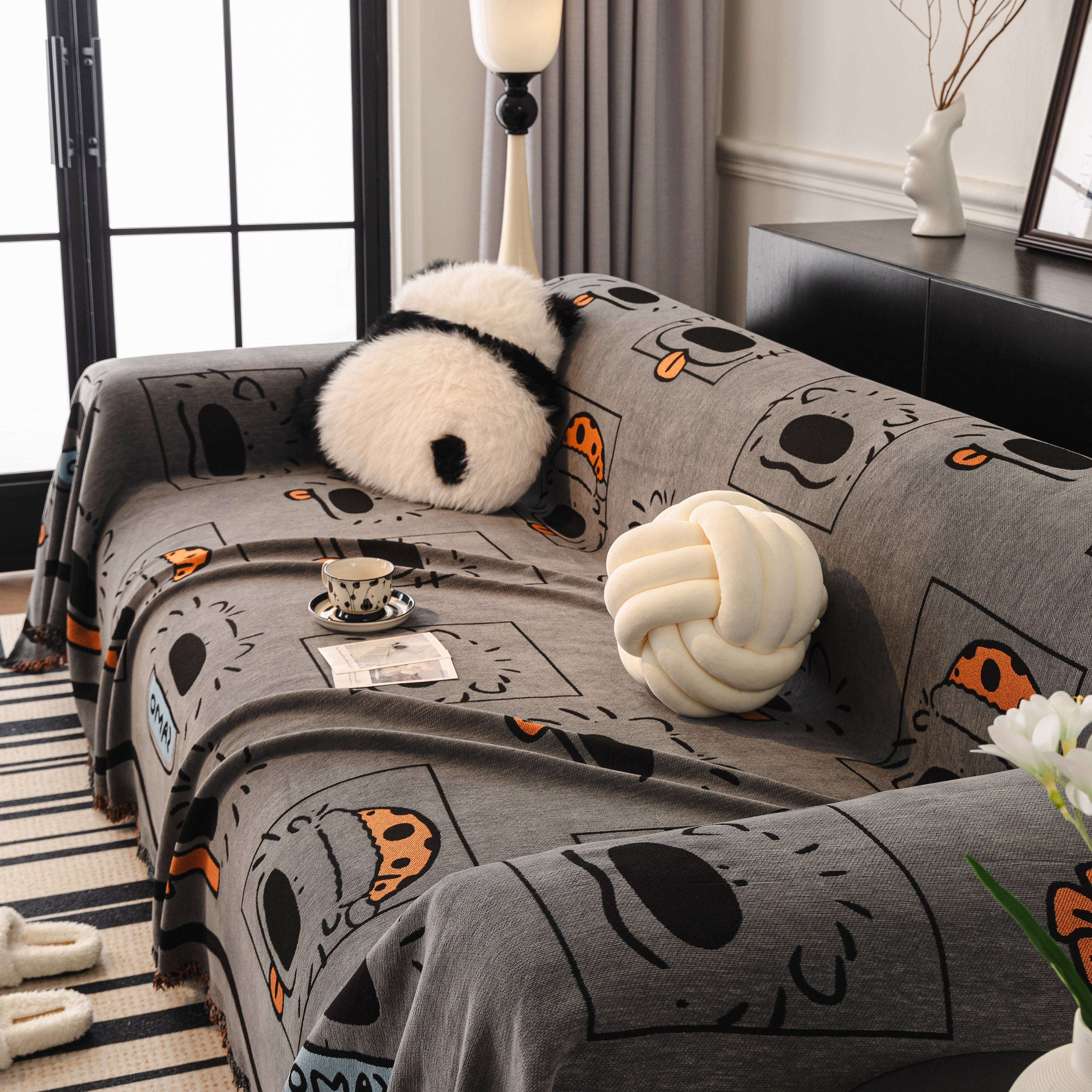 Cute Chenille Couch Cover Throw, Cartoon Soft Washable Sofa Cover for Sectional Sofas - Image 16