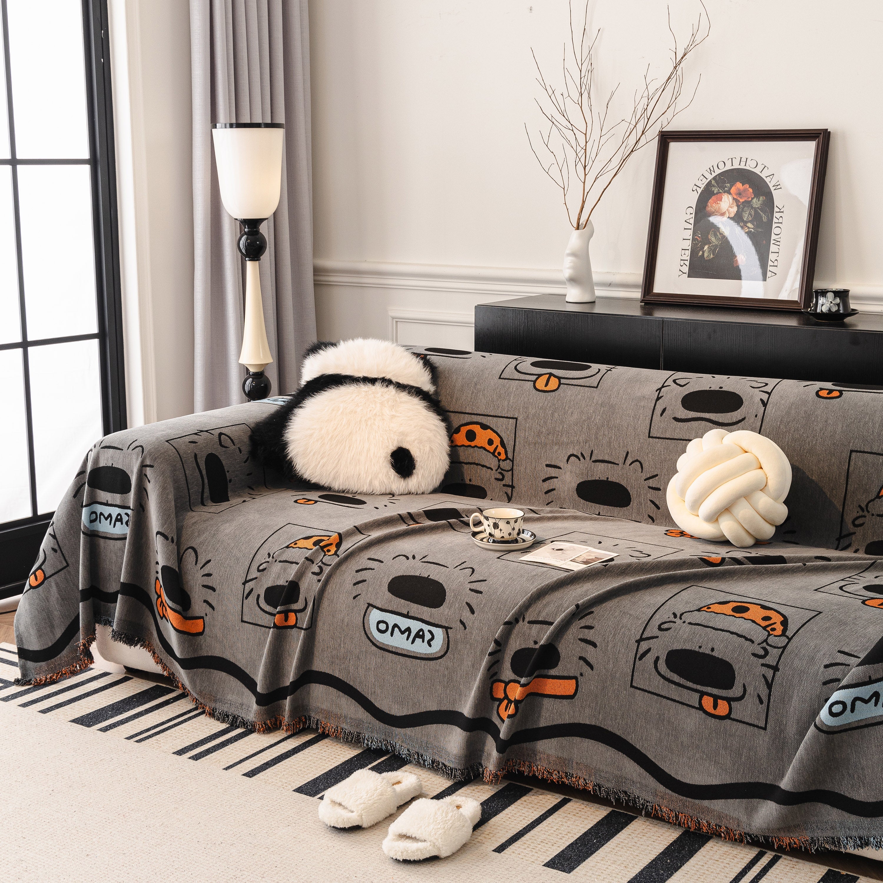 Cute Chenille Couch Cover Throw, Cartoon Soft Washable Sofa Cover for Sectional Sofas - Image 17