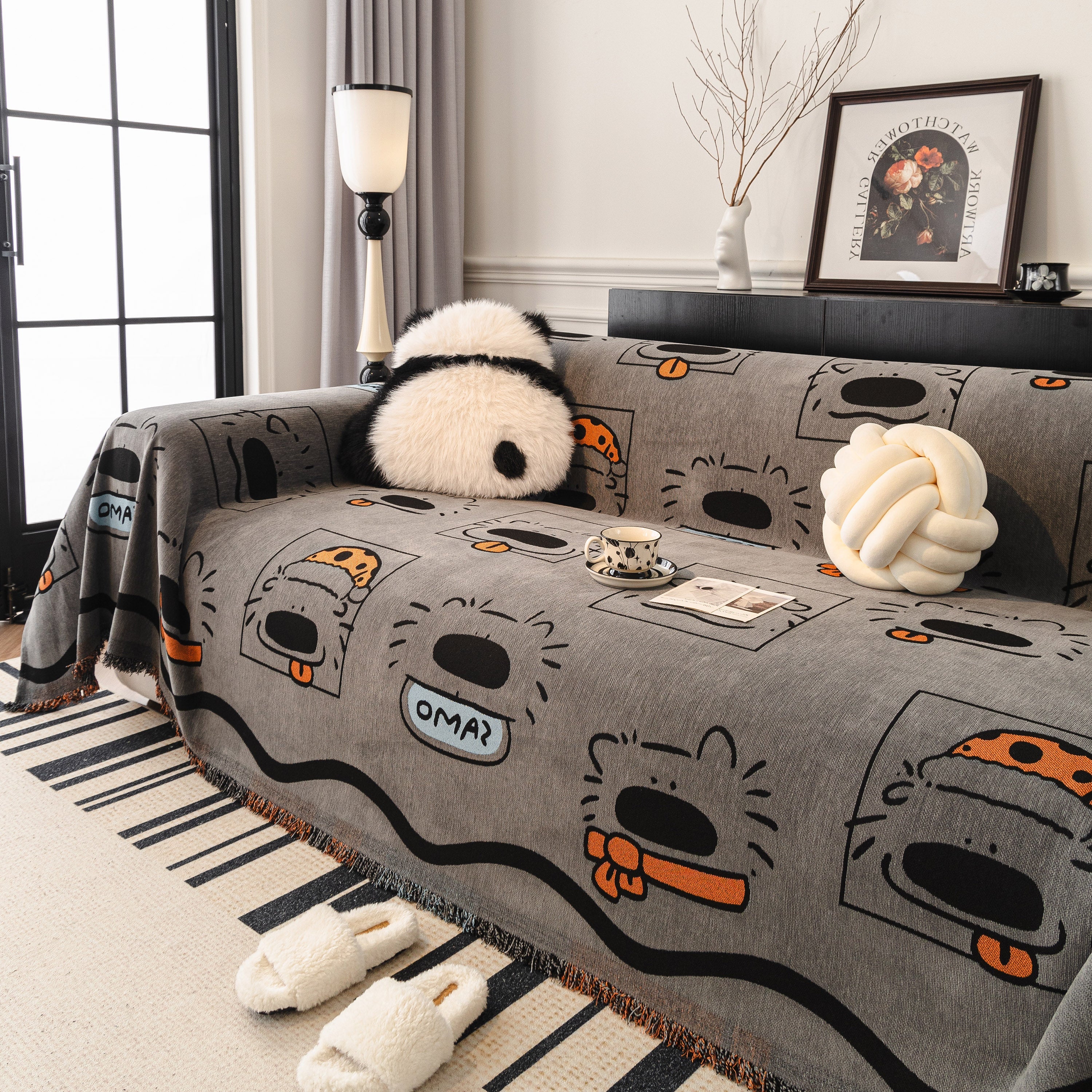 Cute Chenille Couch Cover Throw, Cartoon Soft Washable Sofa Cover for Sectional Sofas - Image 19