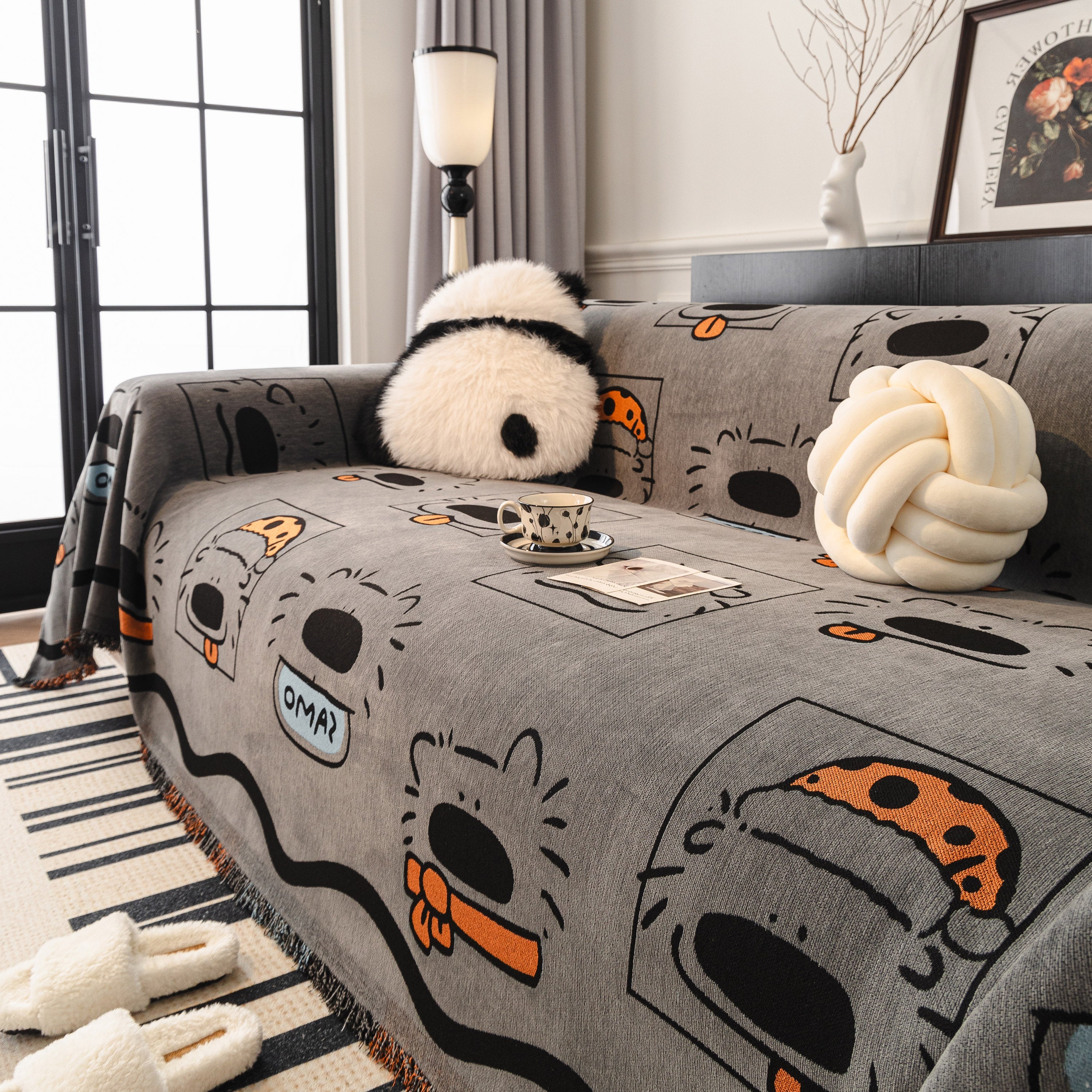 Cute Chenille Couch Cover Throw, Cartoon Soft Washable Sofa Cover for Sectional Sofas - Image 20