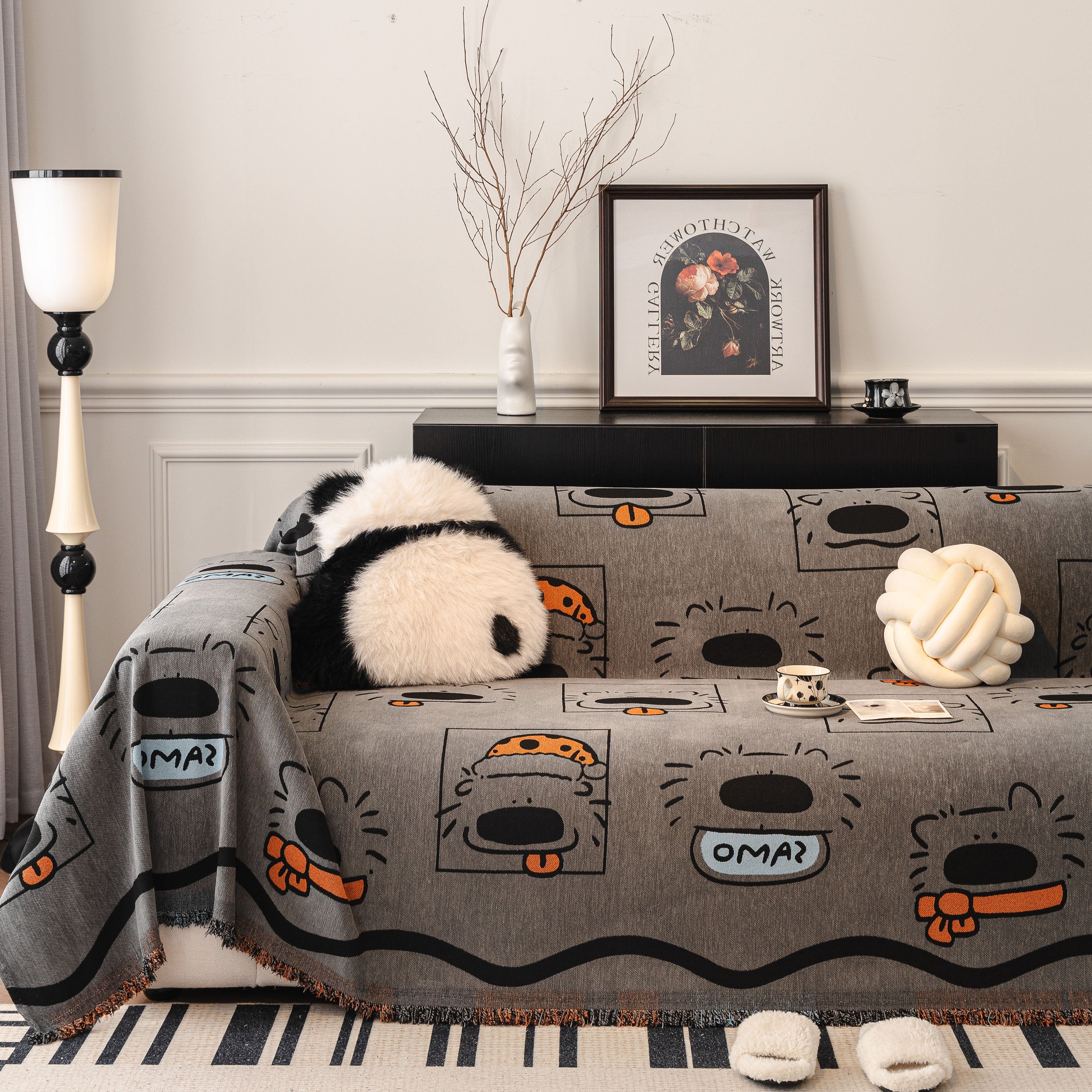 Cute Chenille Couch Cover Throw, Cartoon Soft Washable Sofa Cover for Sectional Sofas - Image 23