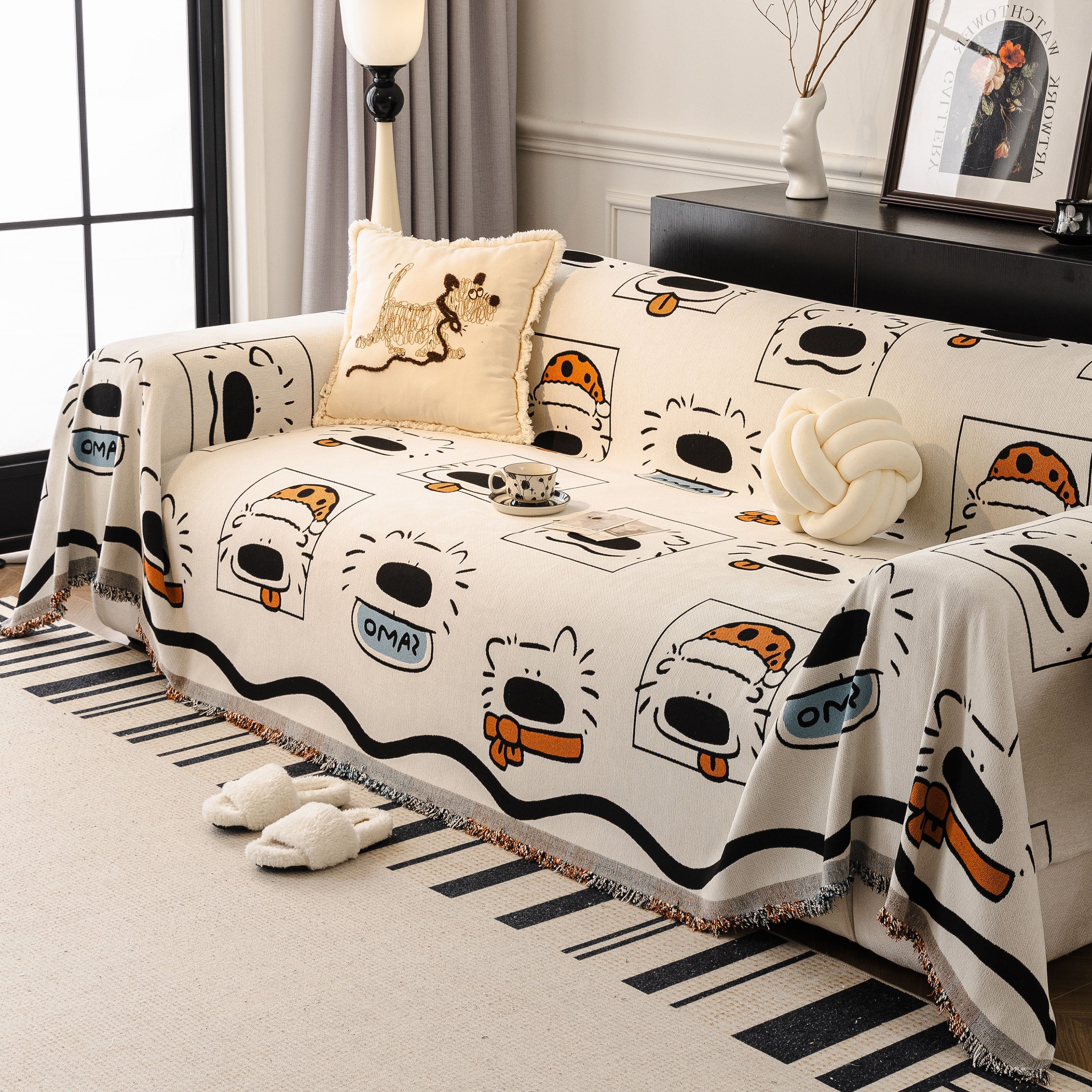 Cute Chenille Couch Cover Throw, Cartoon Soft Washable Sofa Cover for Sectional Sofas - Image 24