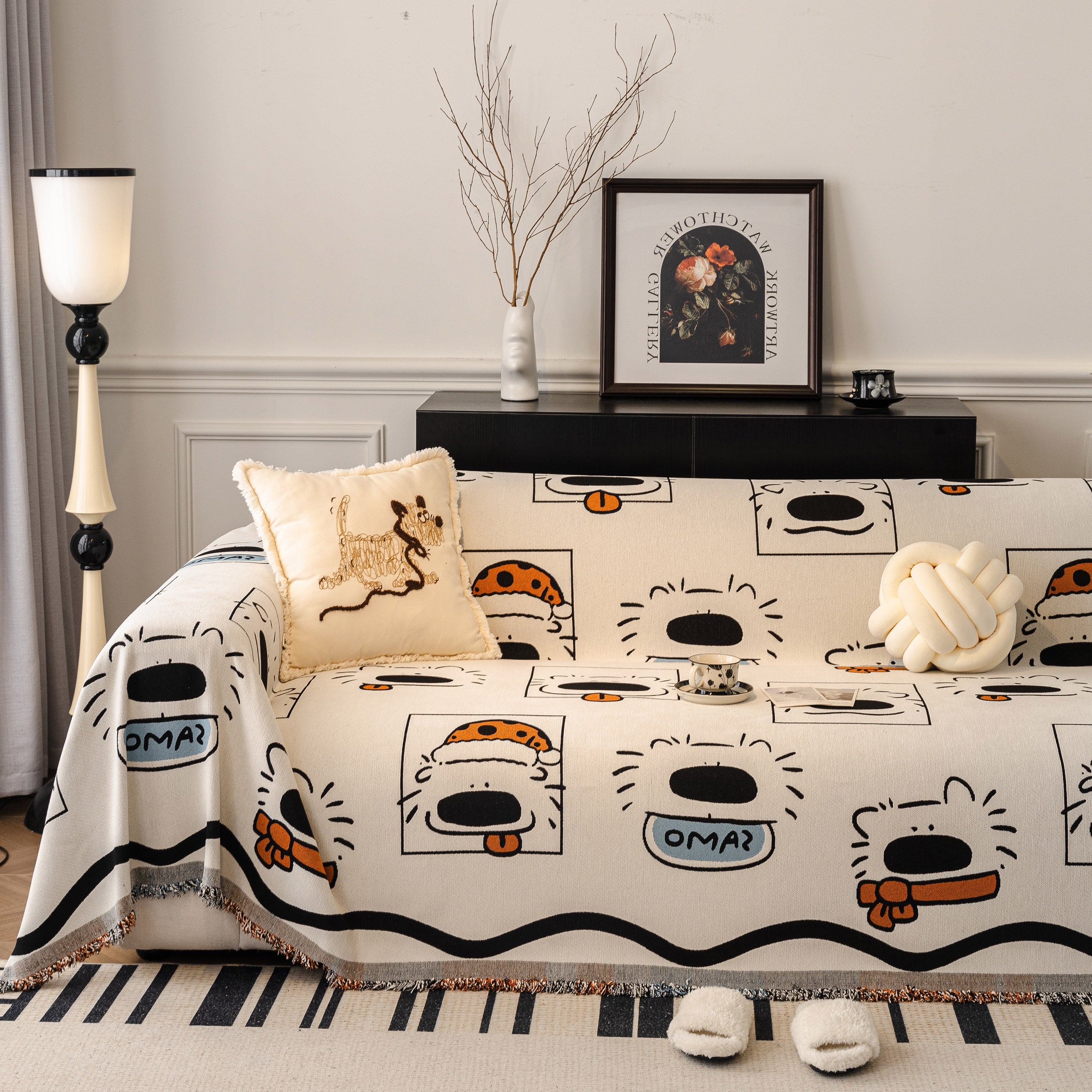 Cute Chenille Couch Cover Throw, Cartoon Soft Washable Sofa Cover for Sectional Sofas - Image 25