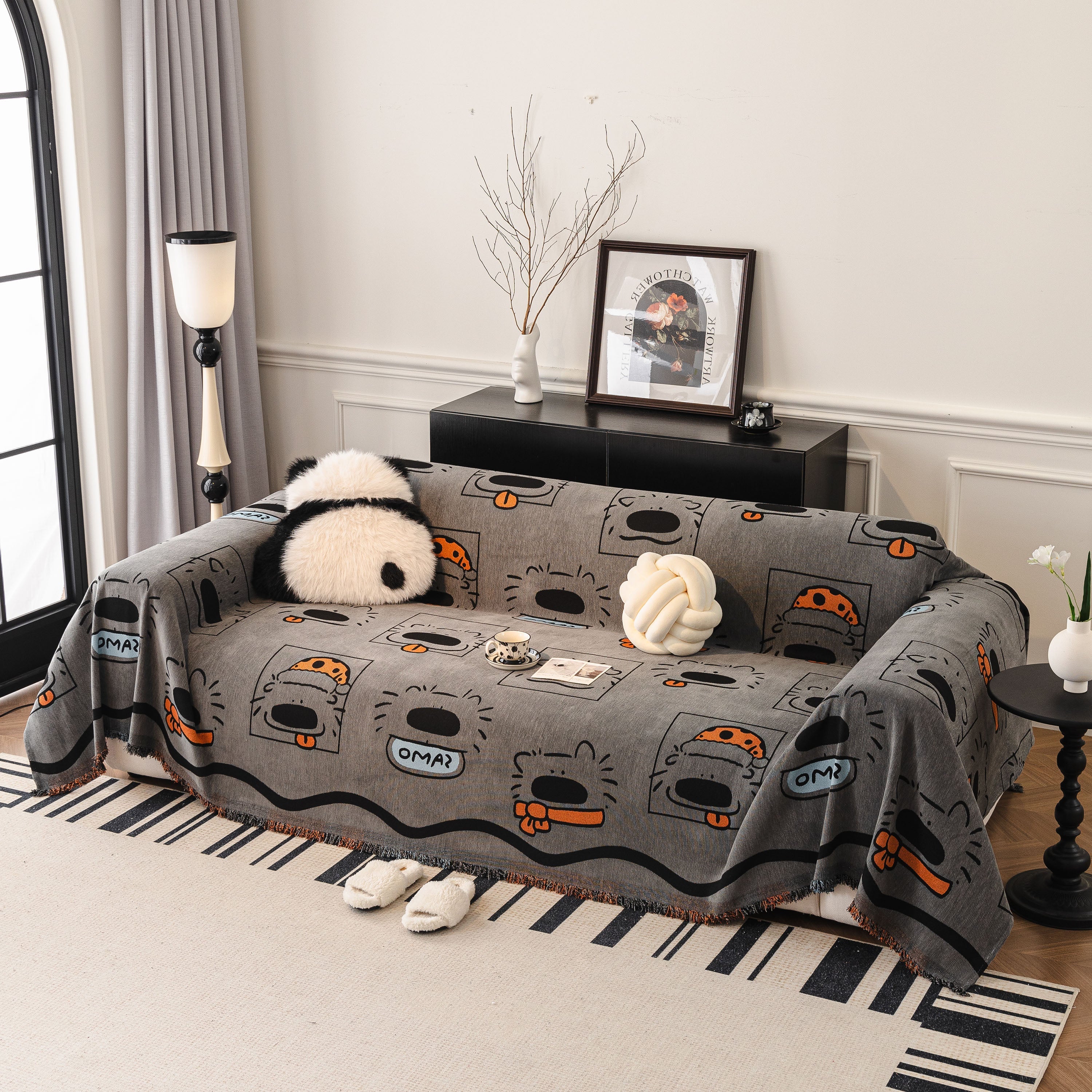 Cute Chenille Couch Cover Throw, Cartoon Soft Washable Sofa Cover for Sectional Sofas - Image 3