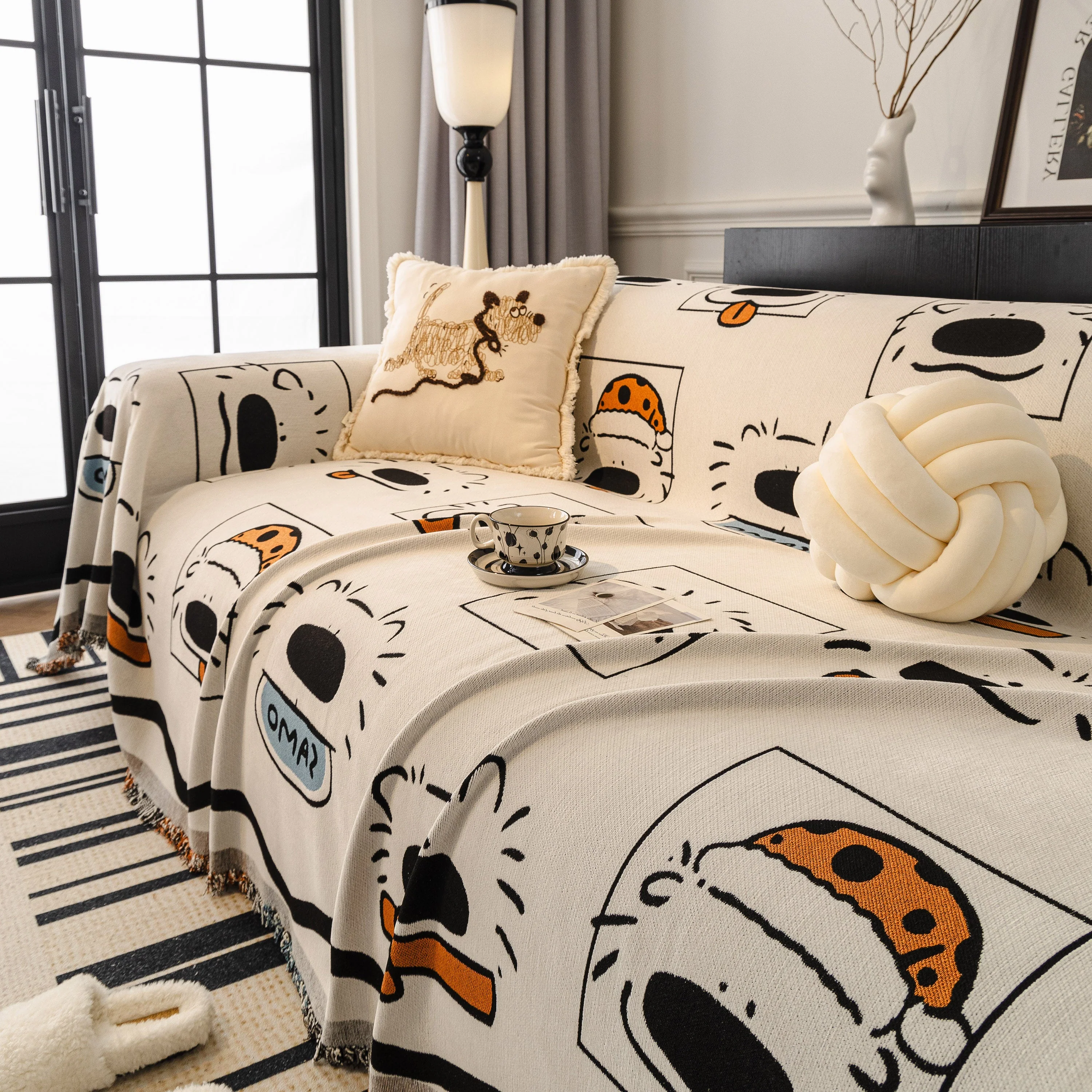 Cute Chenille Couch Cover Throw, Cartoon Soft Washable Sofa Cover for Sectional Sofas - Image 36