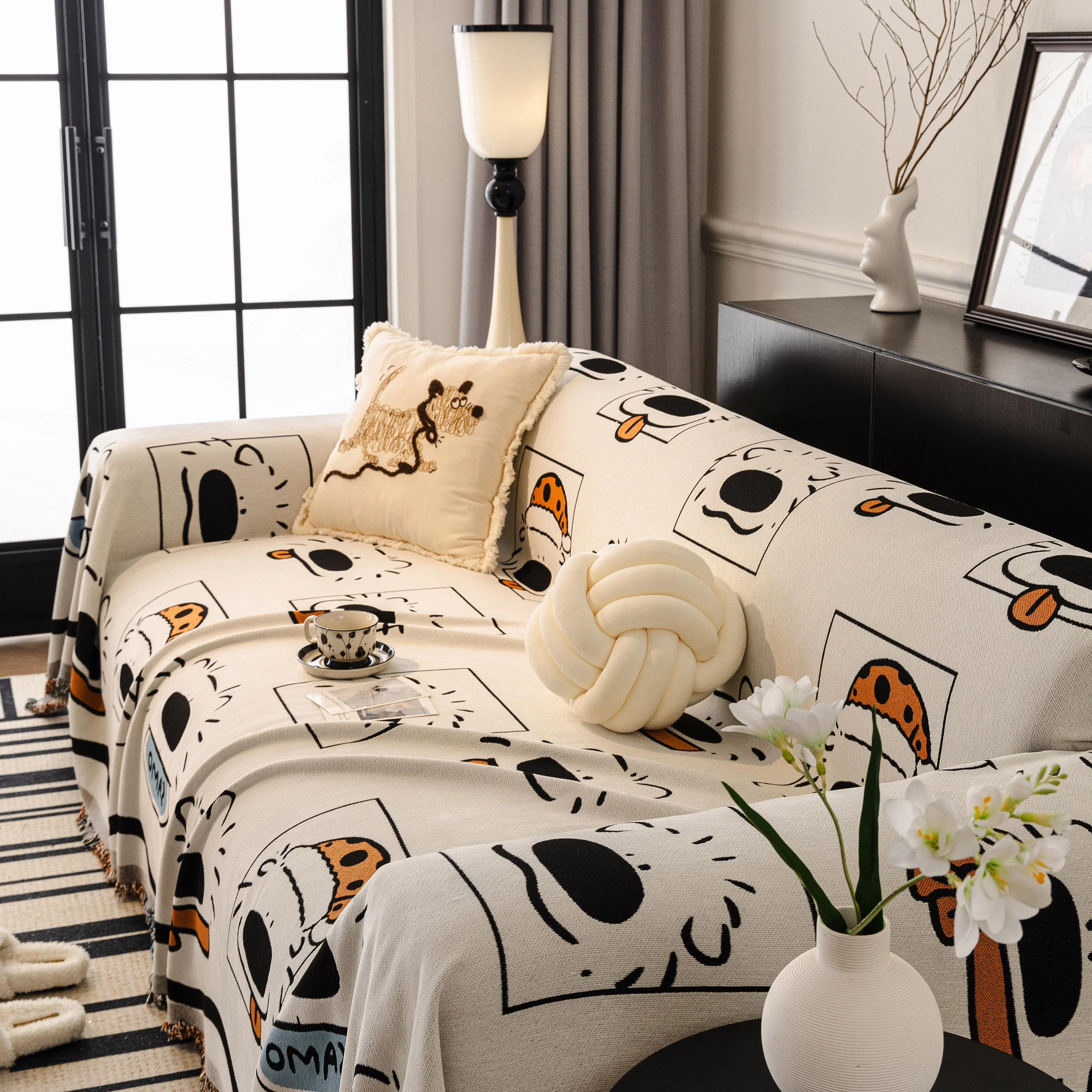 Cute Chenille Couch Cover Throw, Cartoon Soft Washable Sofa Cover for Sectional Sofas - Image 37