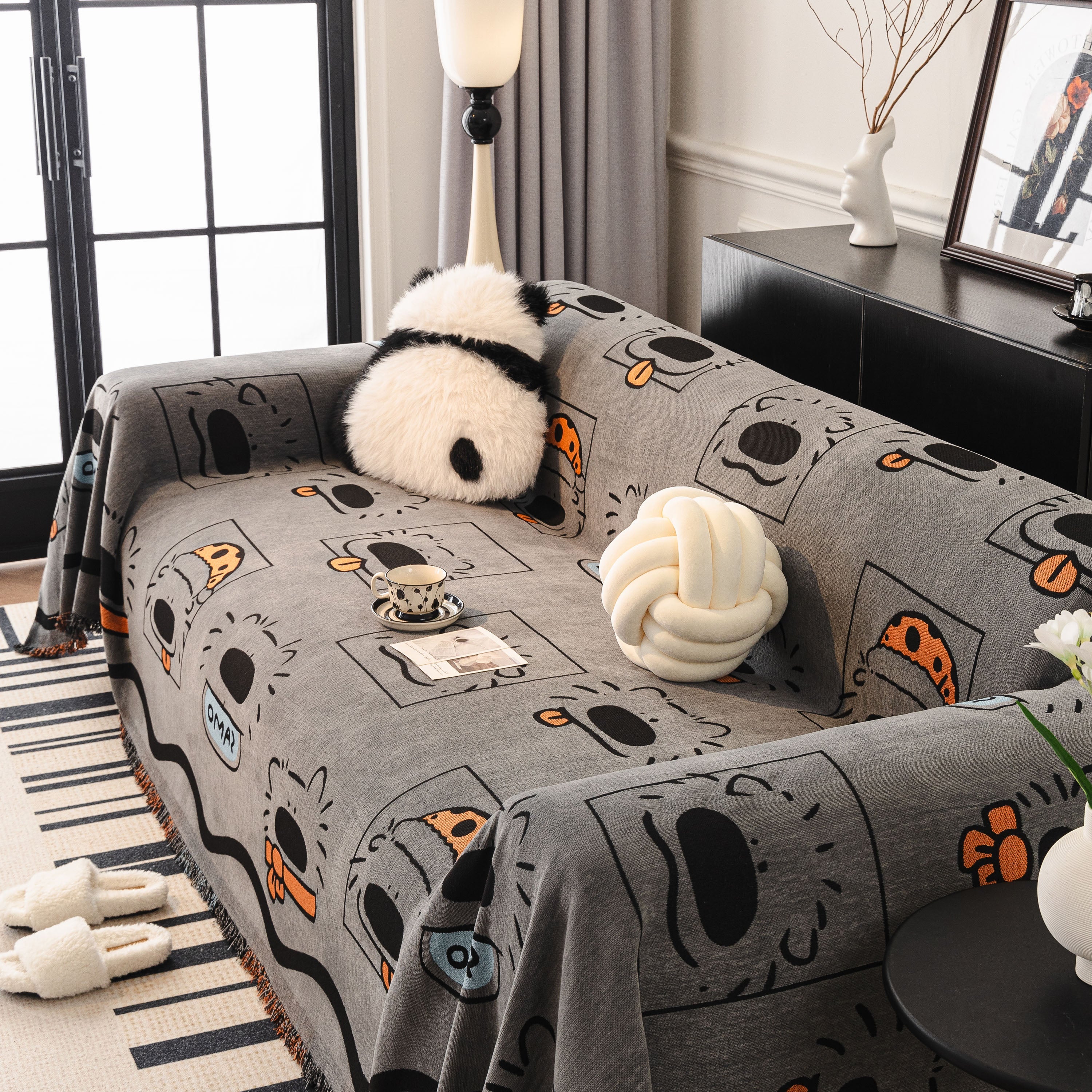 Cute Chenille Couch Cover Throw, Cartoon Soft Washable Sofa Cover for Sectional Sofas - Image 4
