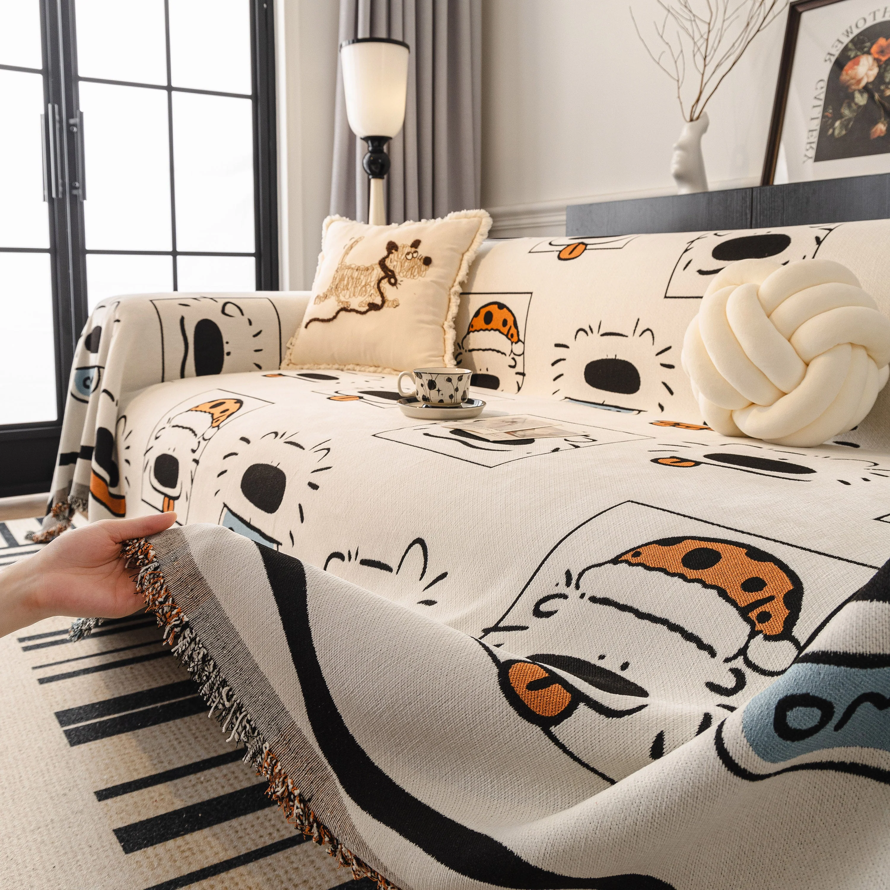 Cute Chenille Couch Cover Throw, Cartoon Soft Washable Sofa Cover for Sectional Sofas - Image 40