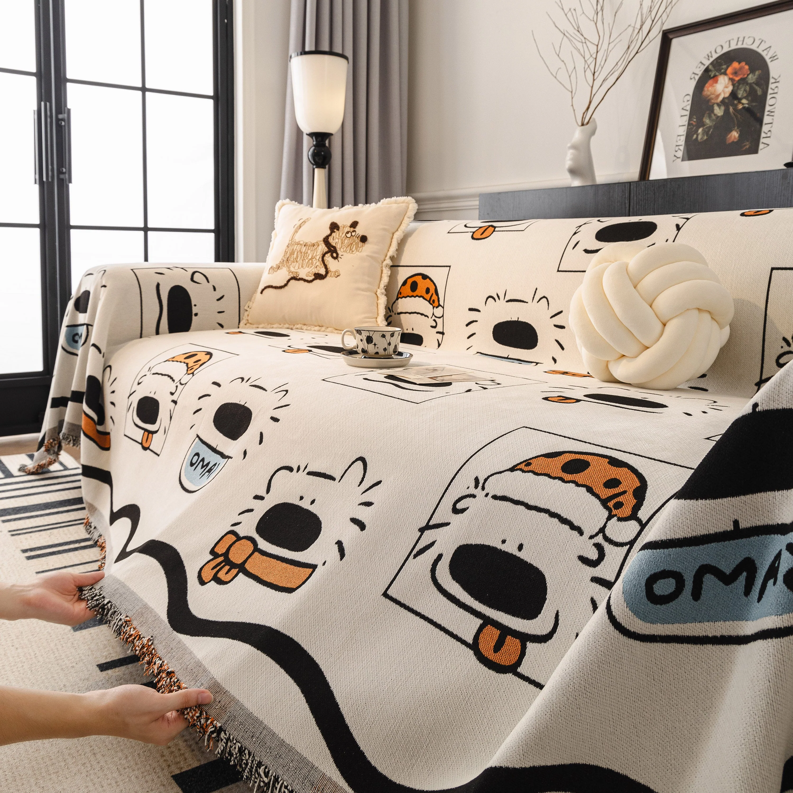 Cute Chenille Couch Cover Throw, Cartoon Soft Washable Sofa Cover for Sectional Sofas - Image 41