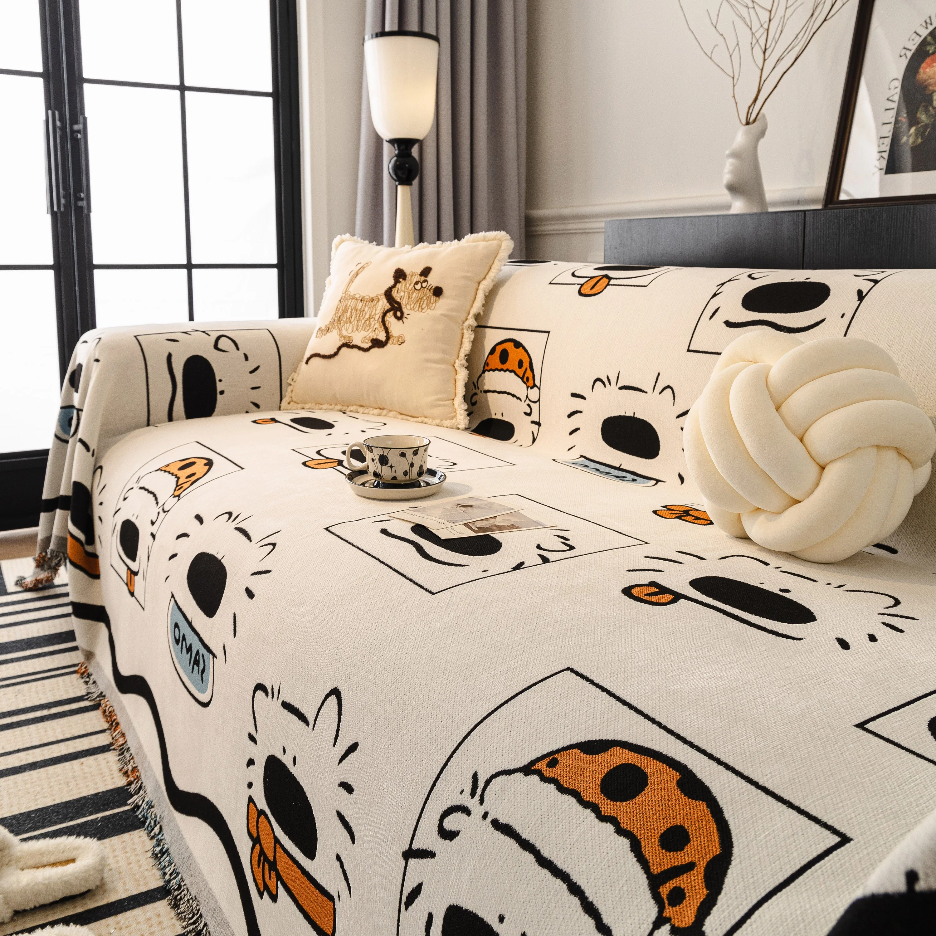 Cute Chenille Couch Cover Throw, Cartoon Soft Washable Sofa Cover for Sectional Sofas - Image 45