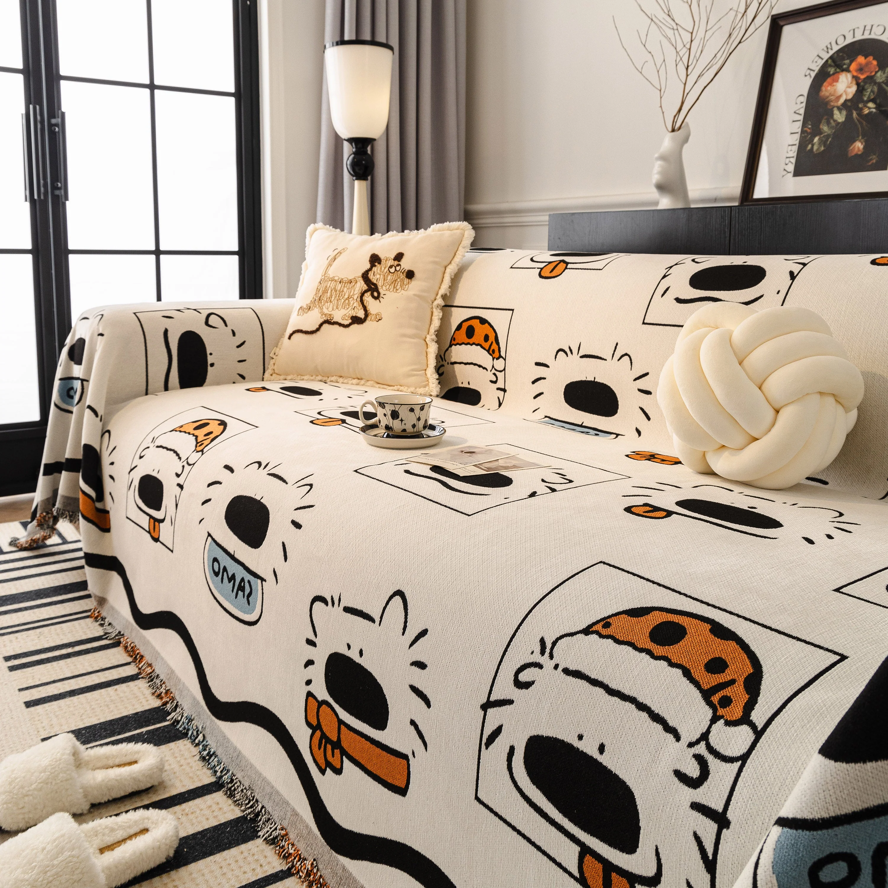 Cute Chenille Couch Cover Throw, Cartoon Soft Washable Sofa Cover for Sectional Sofas - Image 46