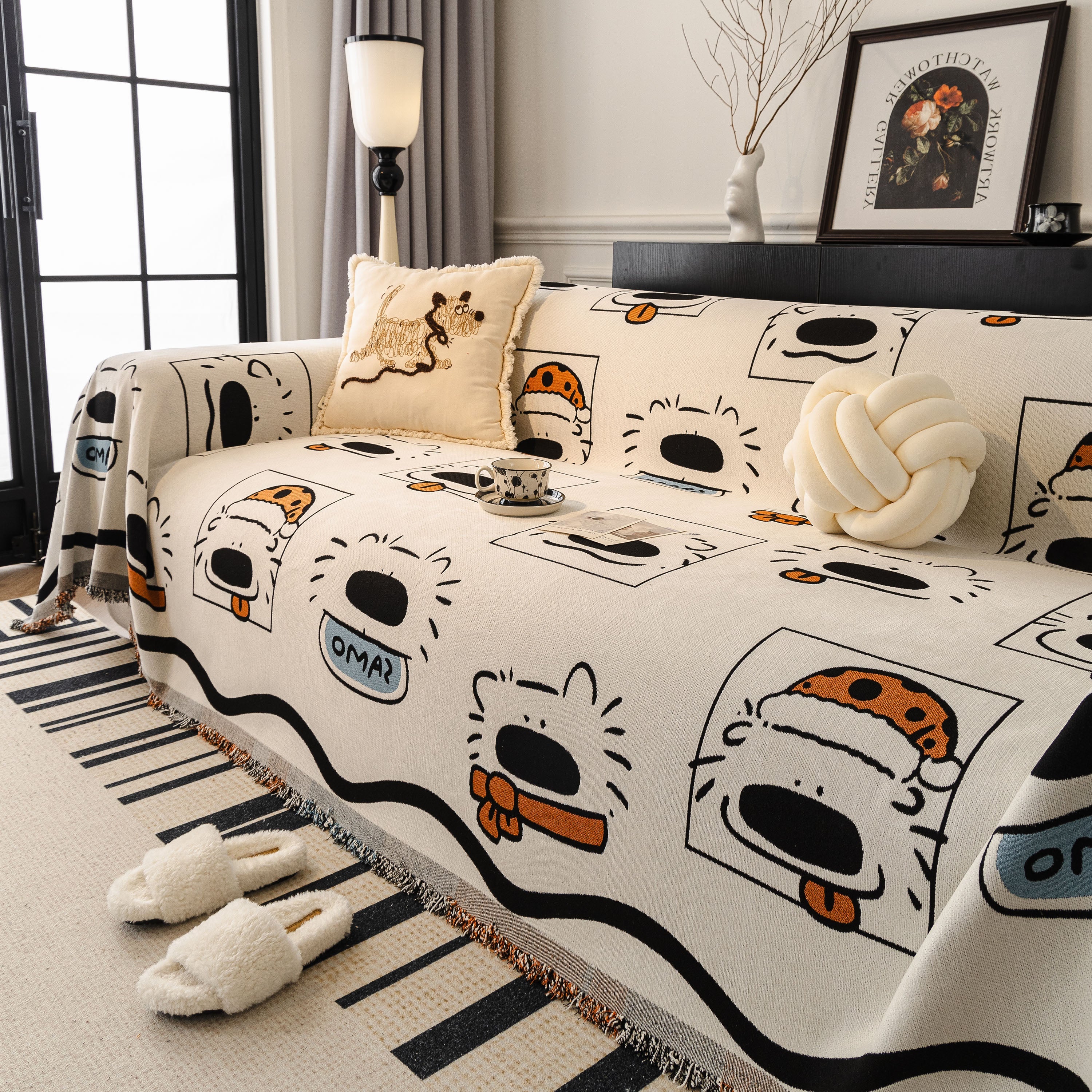 Cute Chenille Couch Cover Throw, Cartoon Soft Washable Sofa Cover for Sectional Sofas - Image 47
