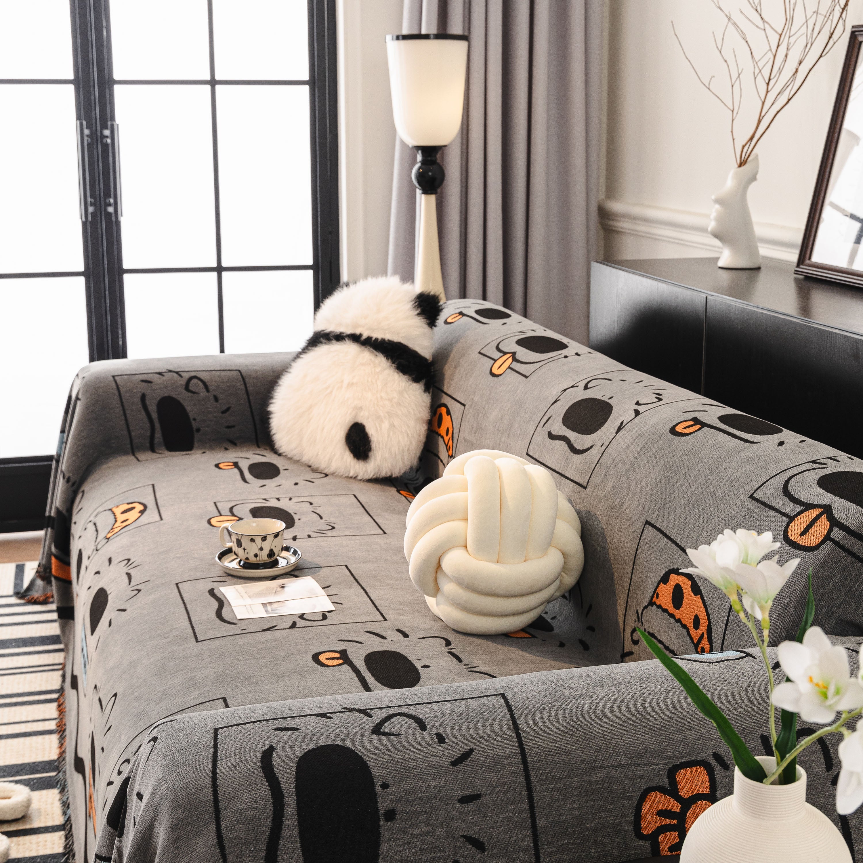 Cute Chenille Couch Cover Throw, Cartoon Soft Washable Sofa Cover for Sectional Sofas - Image 5