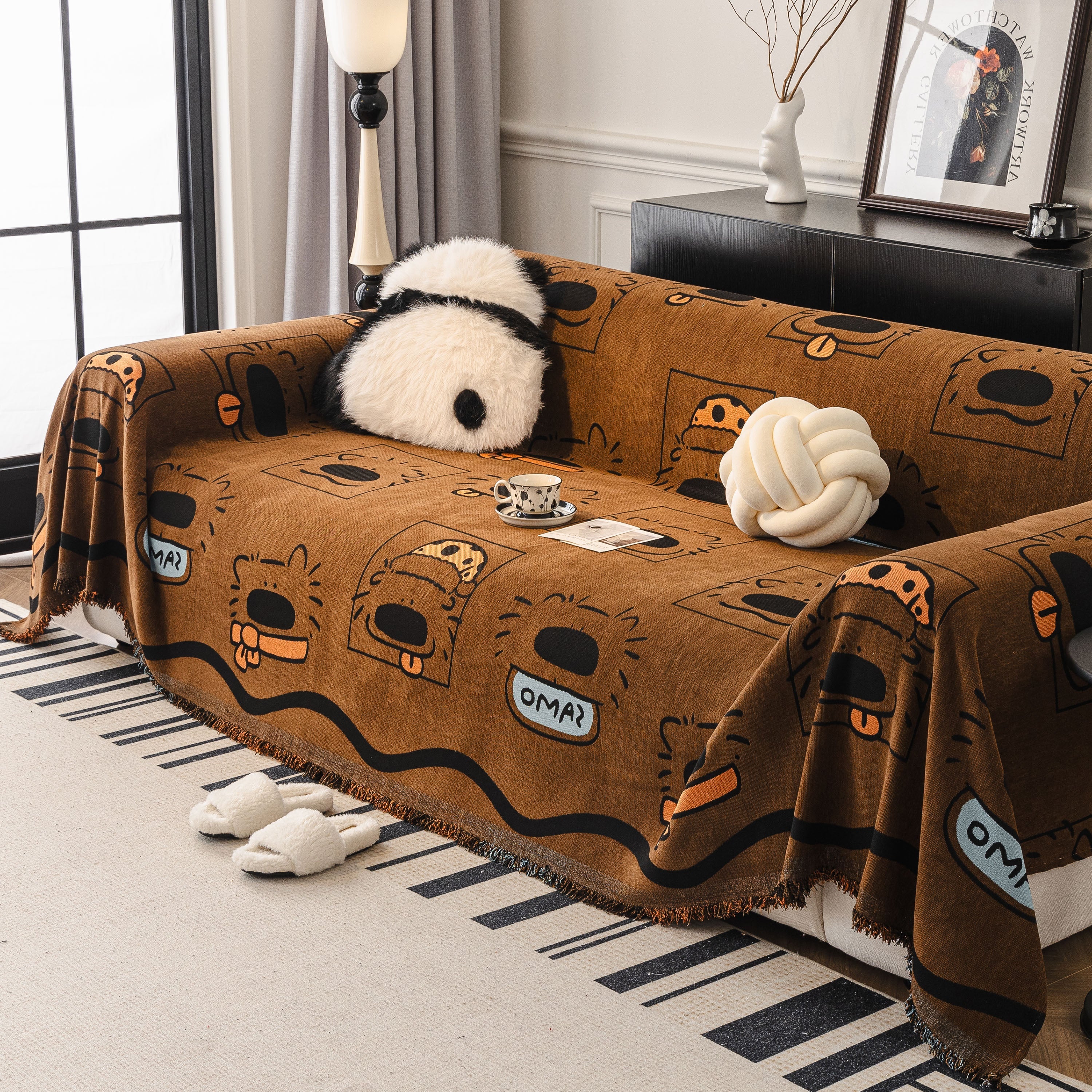 Cute Chenille Couch Cover Throw, Cartoon Soft Washable Sofa Cover for Sectional Sofas - Image 50
