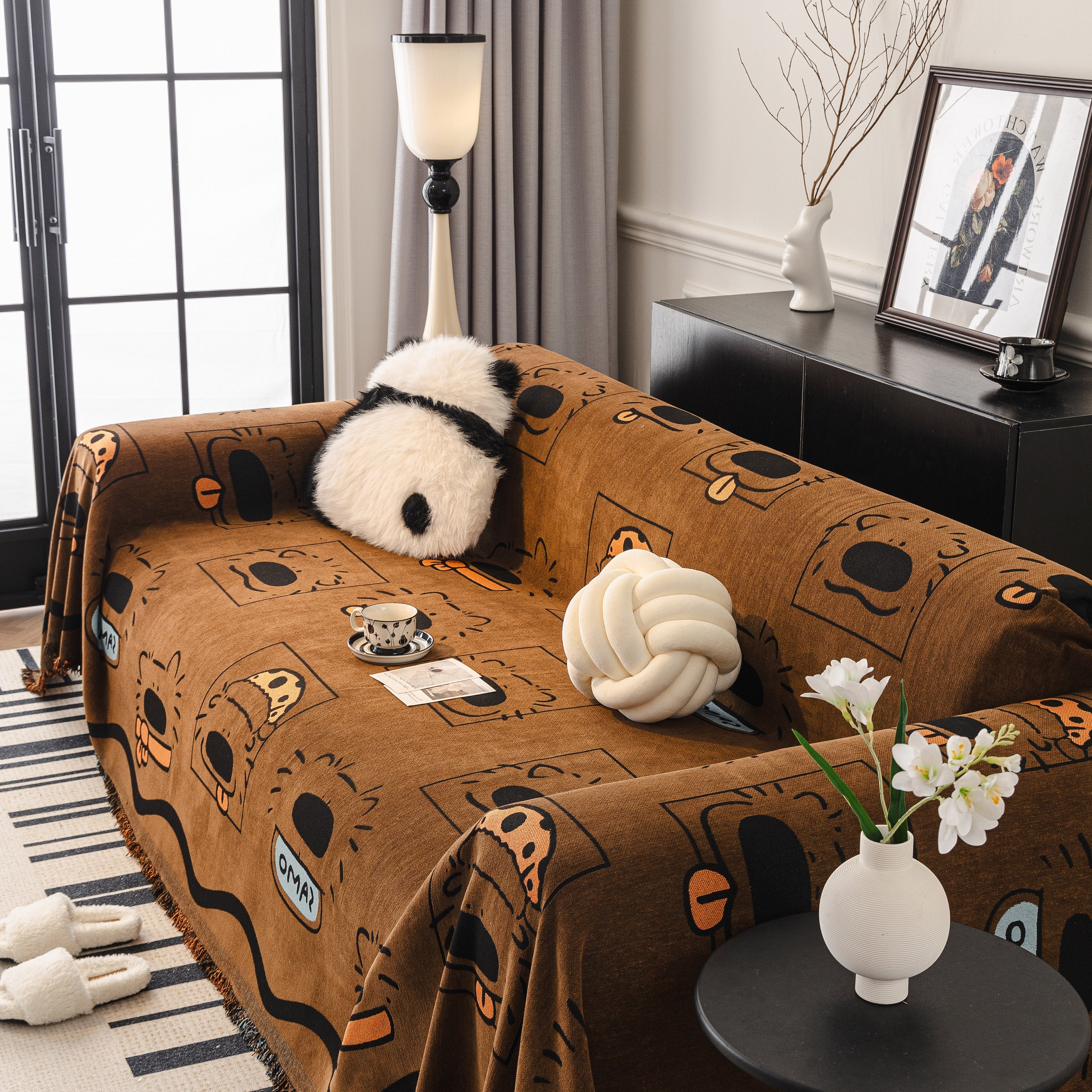 Cute Chenille Couch Cover Throw, Cartoon Soft Washable Sofa Cover for Sectional Sofas - Image 53