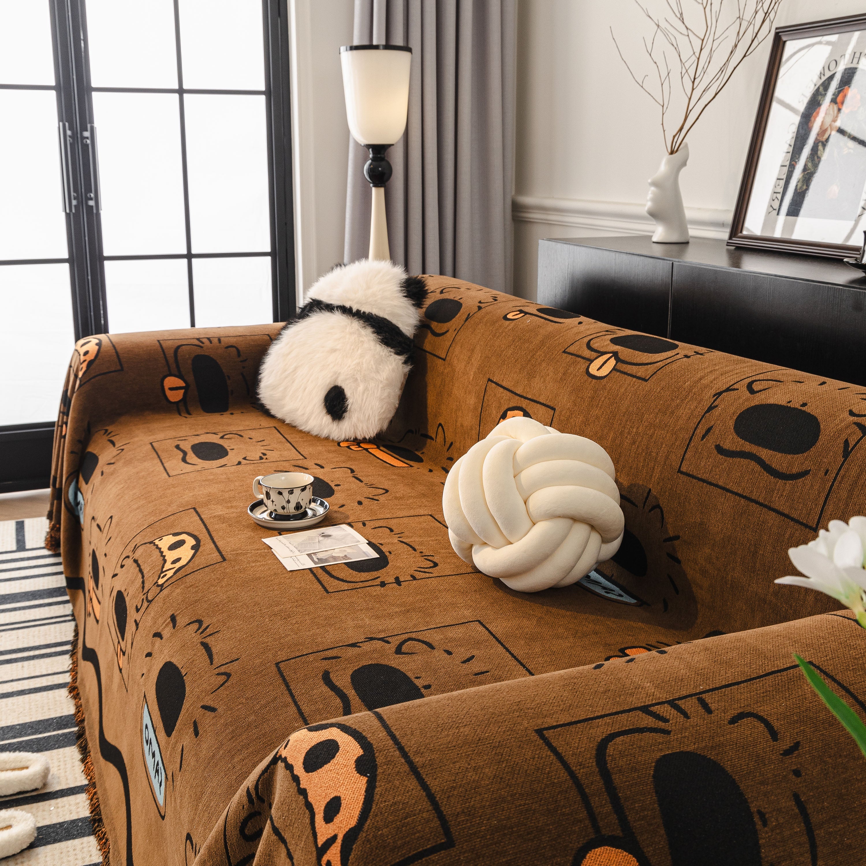 Cute Chenille Couch Cover Throw, Cartoon Soft Washable Sofa Cover for Sectional Sofas - Image 55
