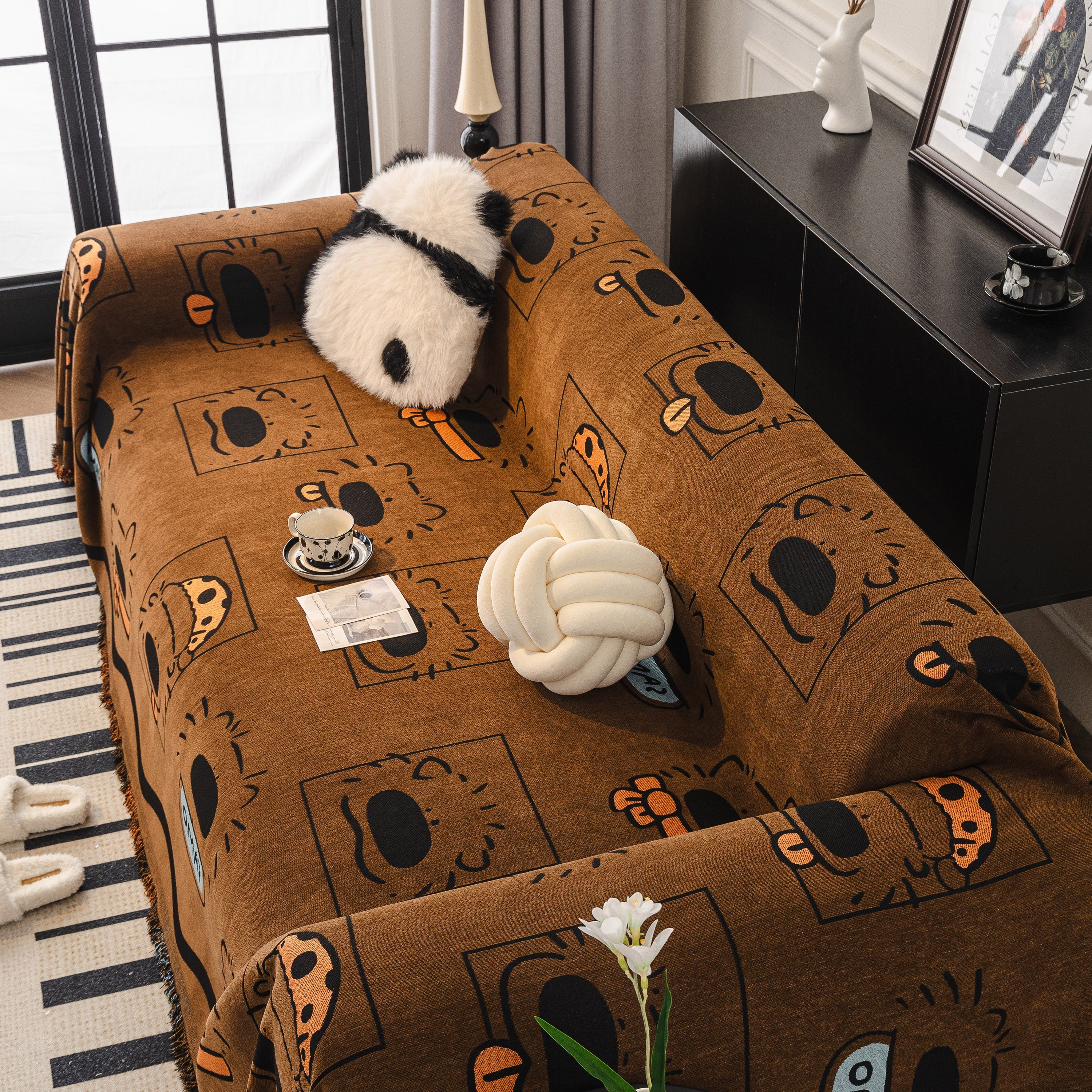 Cute Chenille Couch Cover Throw, Cartoon Soft Washable Sofa Cover for Sectional Sofas - Image 56