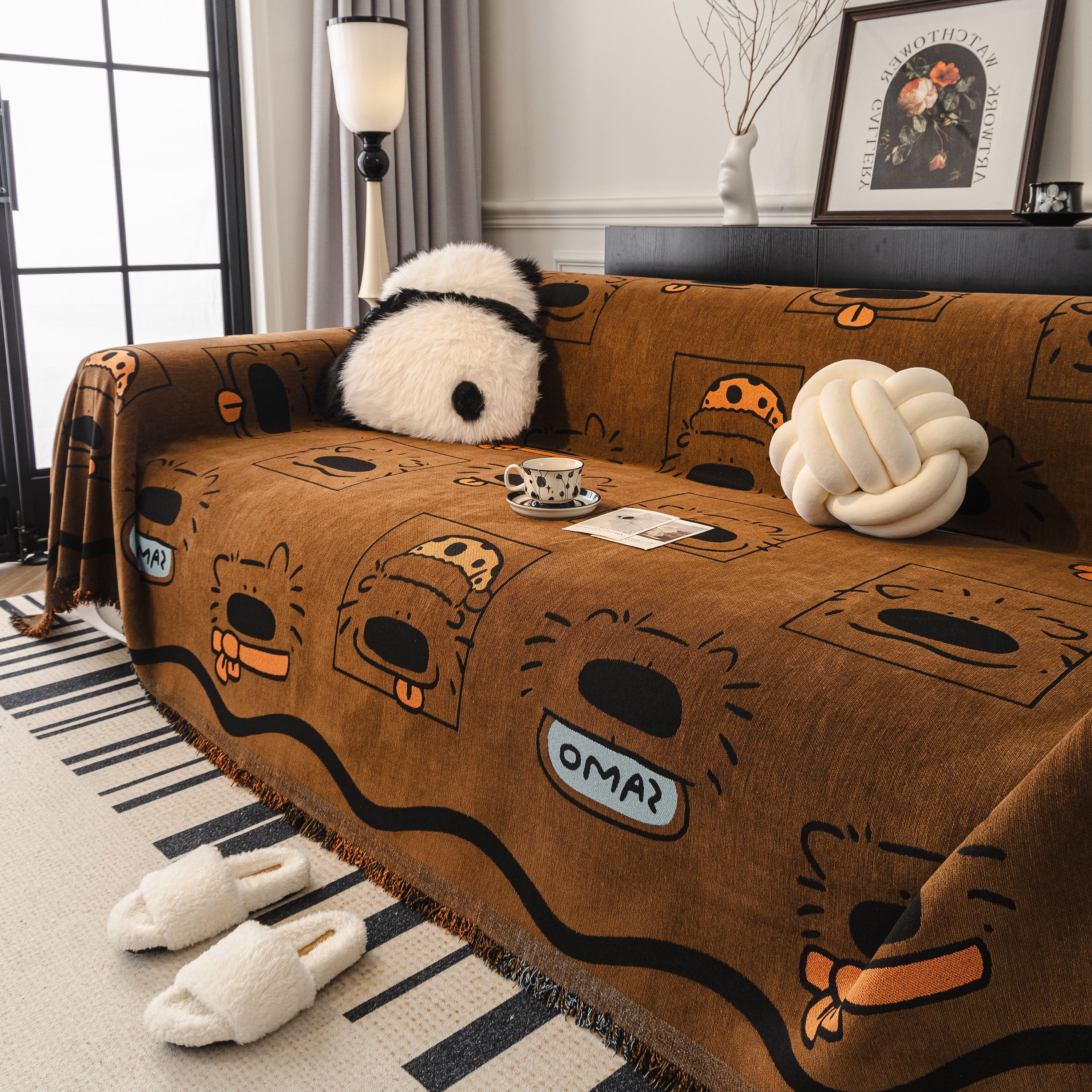 Cute Chenille Couch Cover Throw, Cartoon Soft Washable Sofa Cover for Sectional Sofas - Image 57