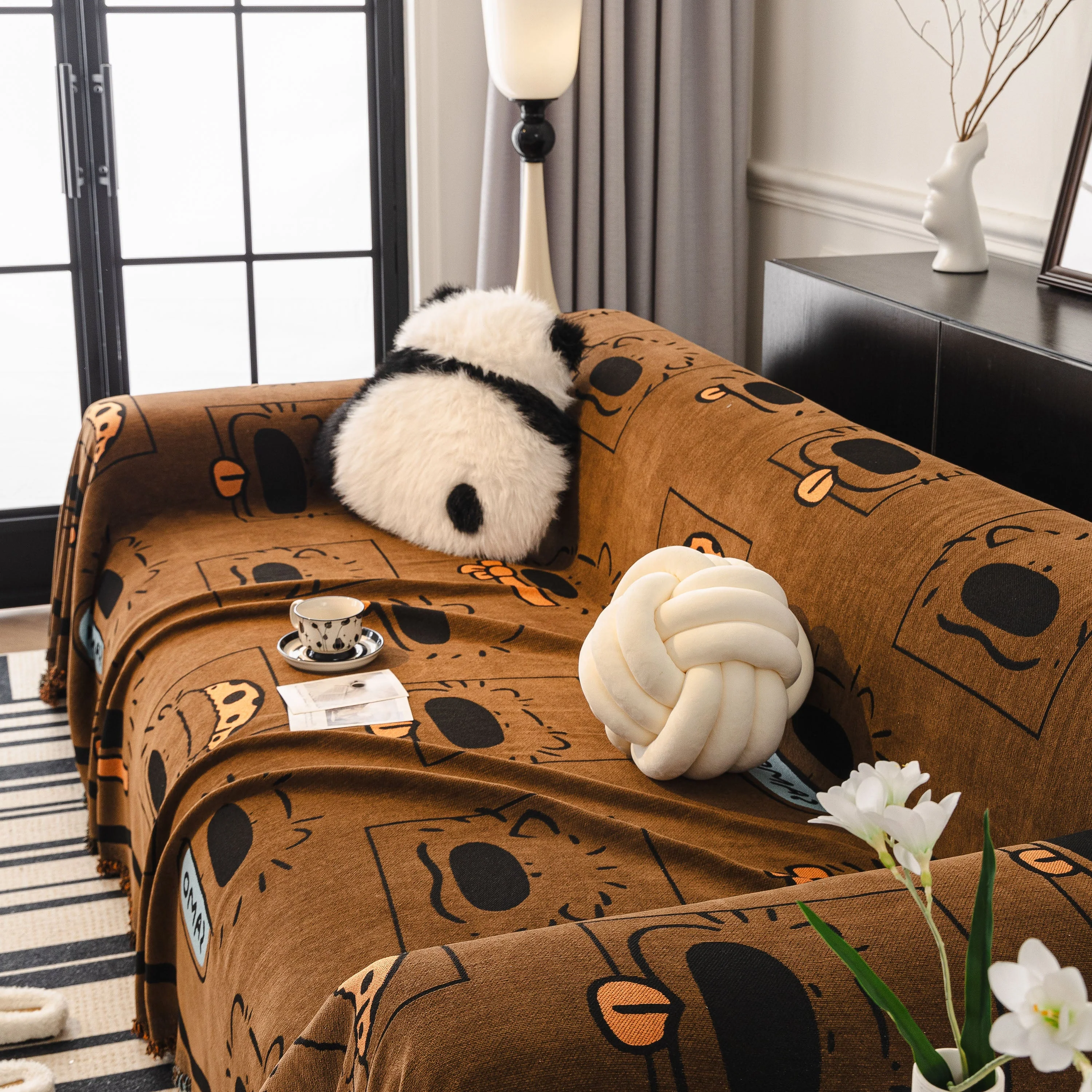 Cute Chenille Couch Cover Throw, Cartoon Soft Washable Sofa Cover for Sectional Sofas - Image 63