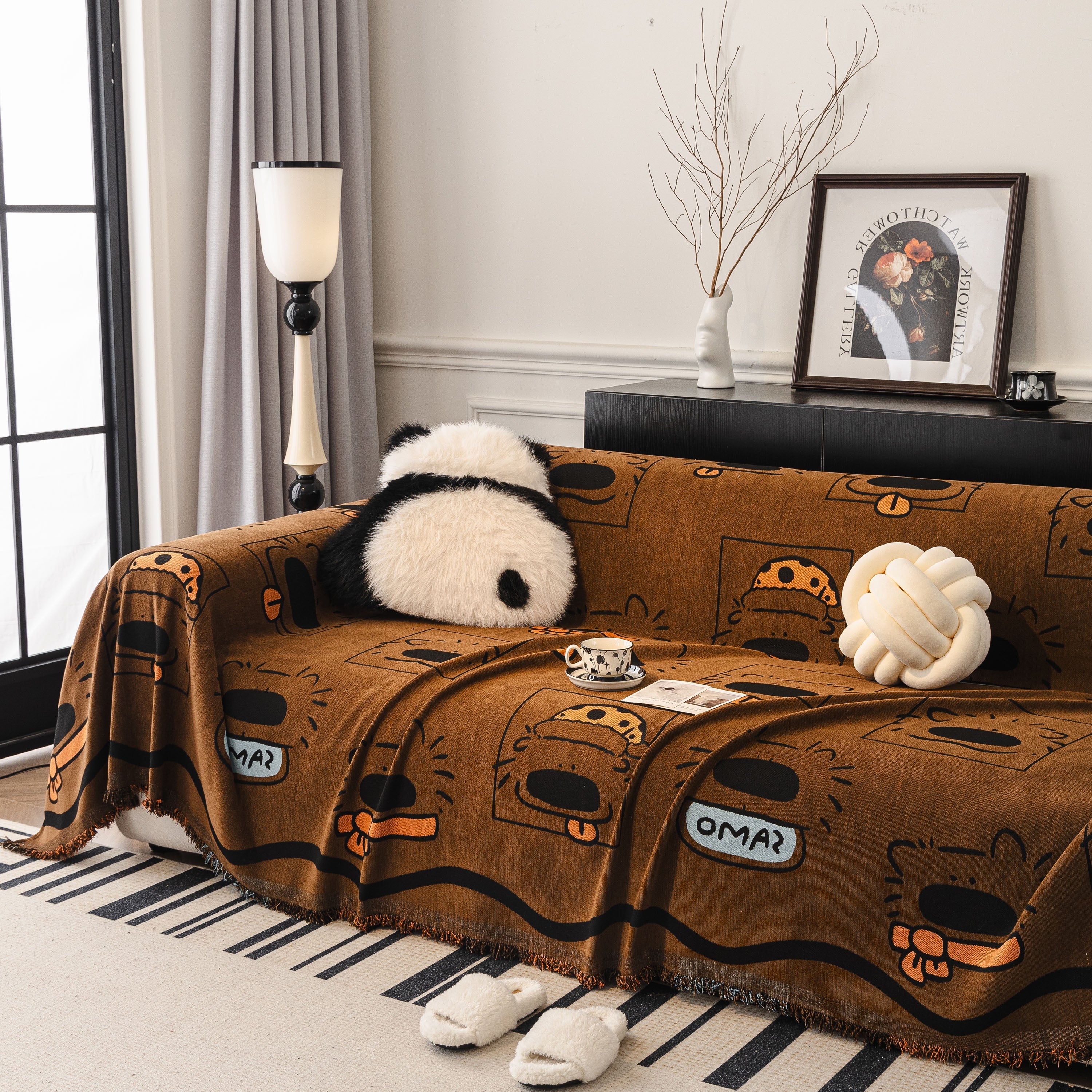 Cute Chenille Couch Cover Throw, Cartoon Soft Washable Sofa Cover for Sectional Sofas - Image 64