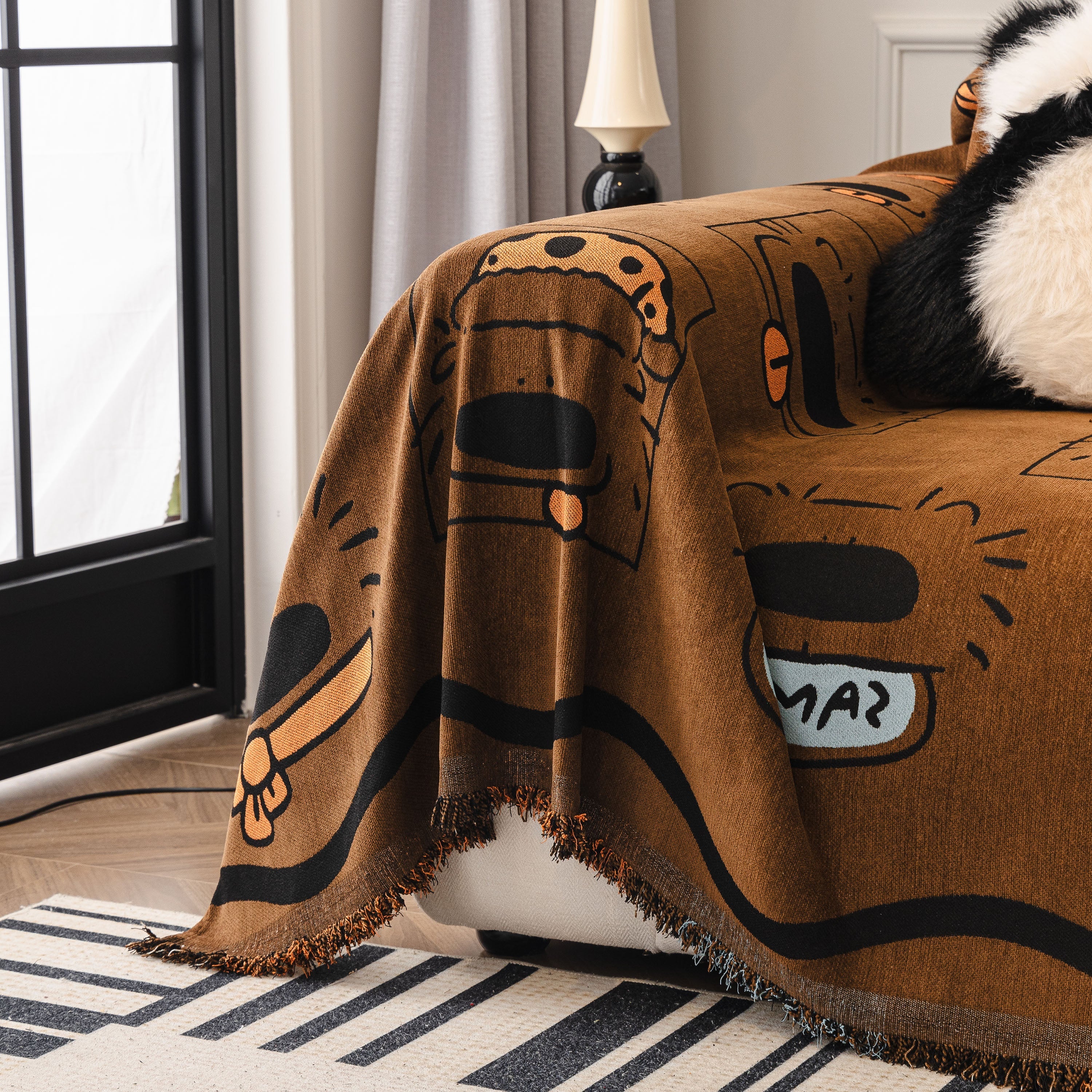 Cute Chenille Couch Cover Throw, Cartoon Soft Washable Sofa Cover for Sectional Sofas - Image 65