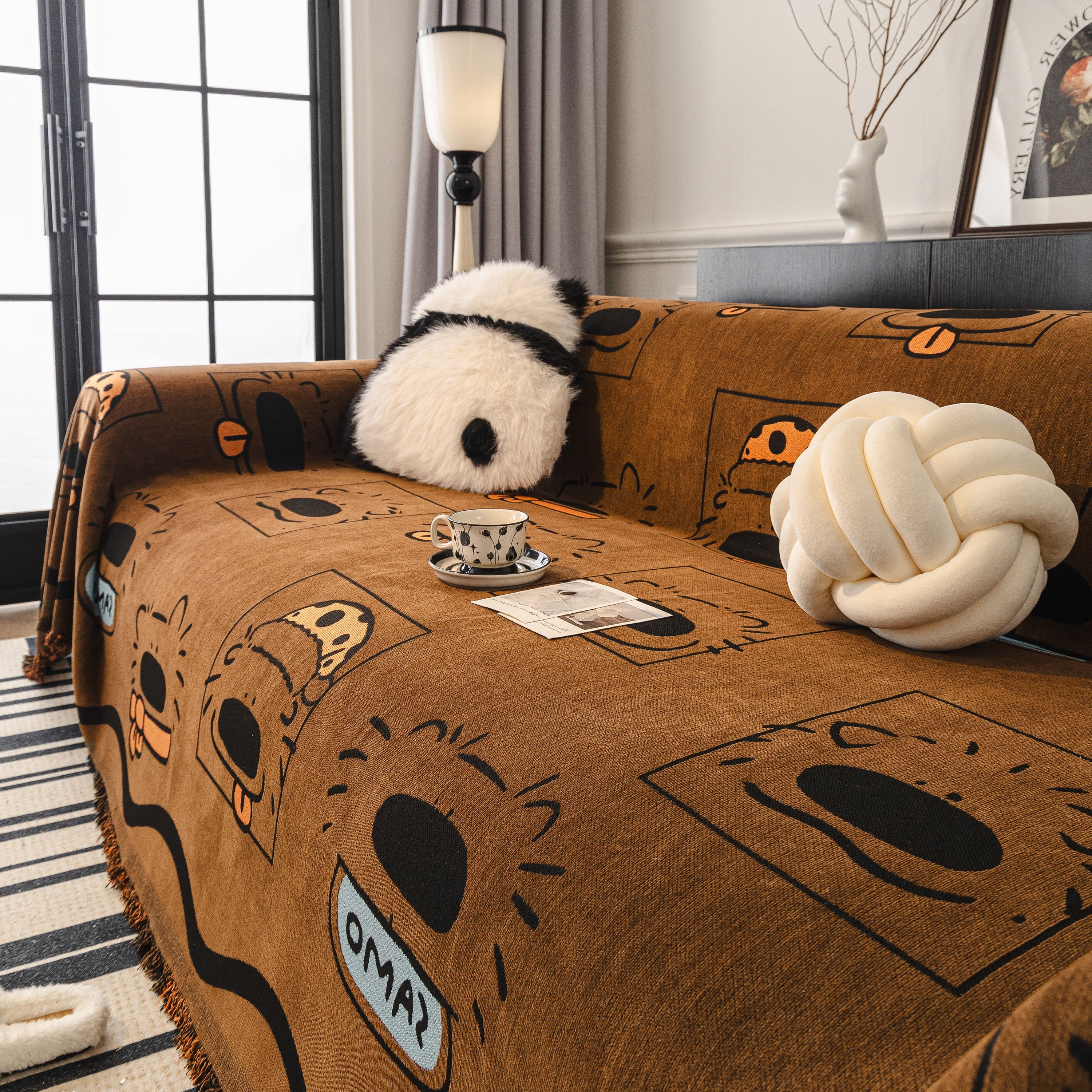 Cute Chenille Couch Cover Throw, Cartoon Soft Washable Sofa Cover for Sectional Sofas - Image 67