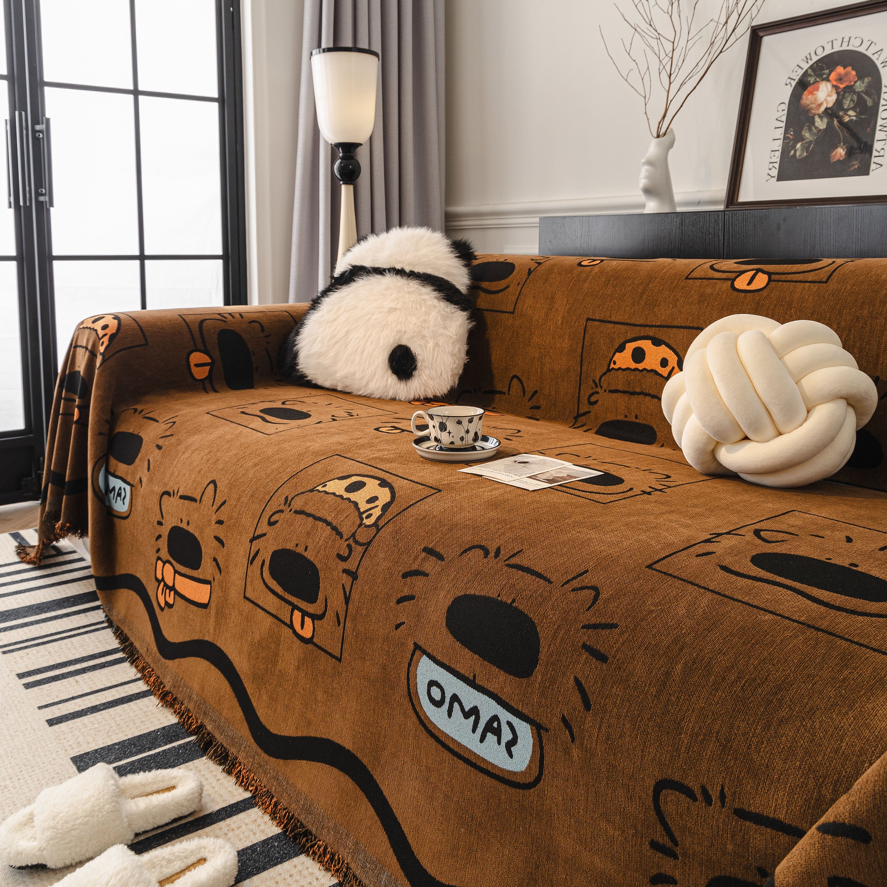 Cute Chenille Couch Cover Throw, Cartoon Soft Washable Sofa Cover for Sectional Sofas - Image 68