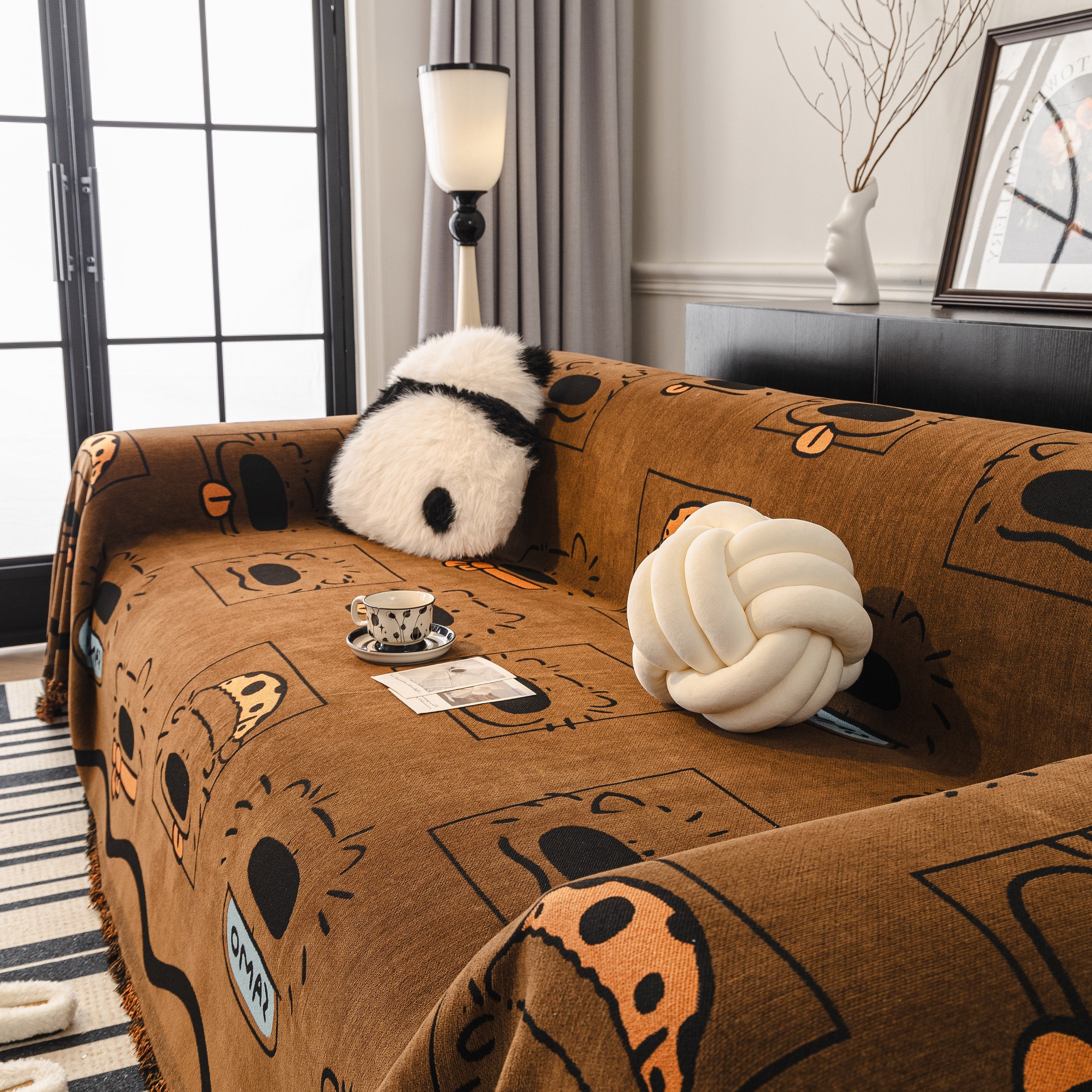 Cute Chenille Couch Cover Throw, Cartoon Soft Washable Sofa Cover for Sectional Sofas - Image 69