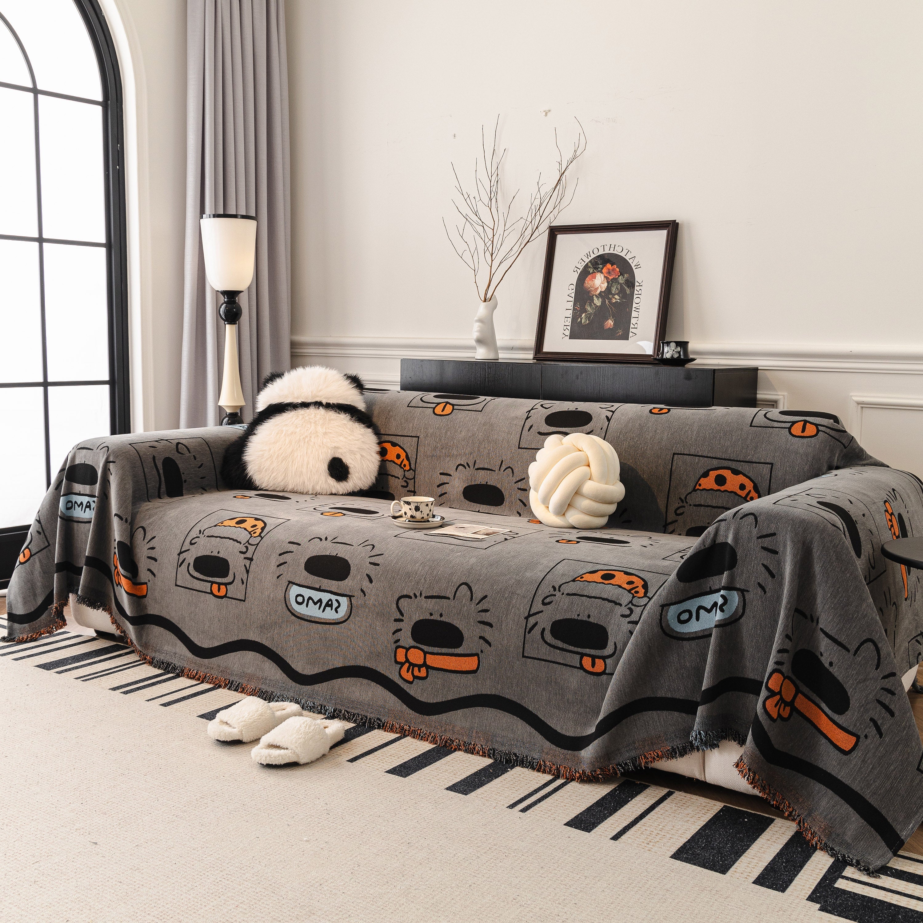 Cute Chenille Couch Cover Throw, Cartoon Soft Washable Sofa Cover for Sectional Sofas - Image 7