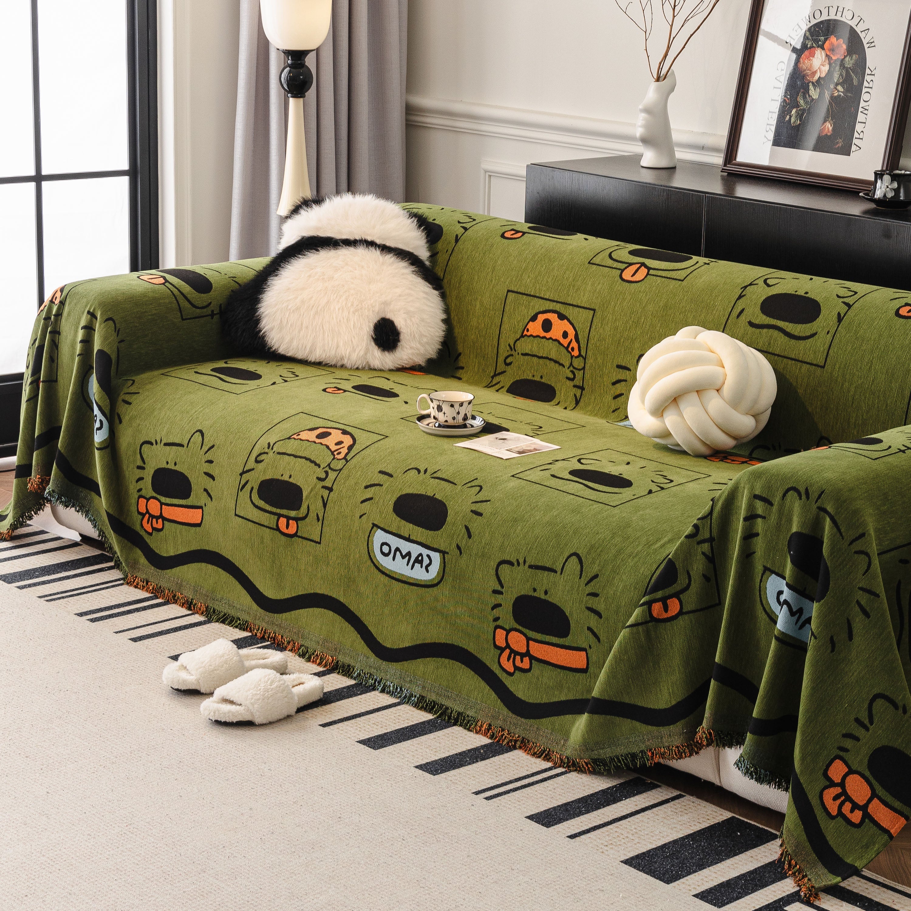 Cute Chenille Couch Cover Throw, Cartoon Soft Washable Sofa Cover for Sectional Sofas - Image 73