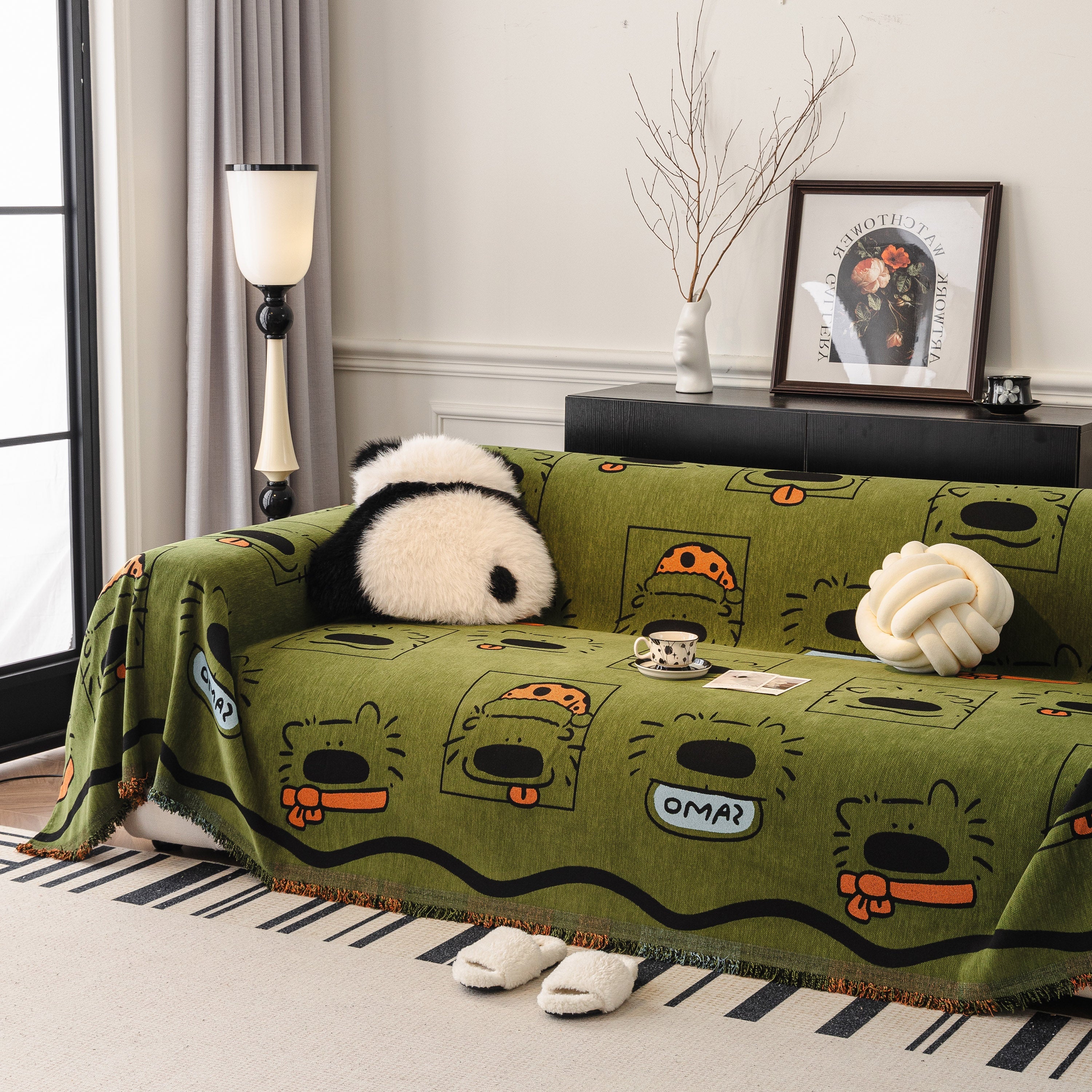 Cute Chenille Couch Cover Throw, Cartoon Soft Washable Sofa Cover for Sectional Sofas - Image 74