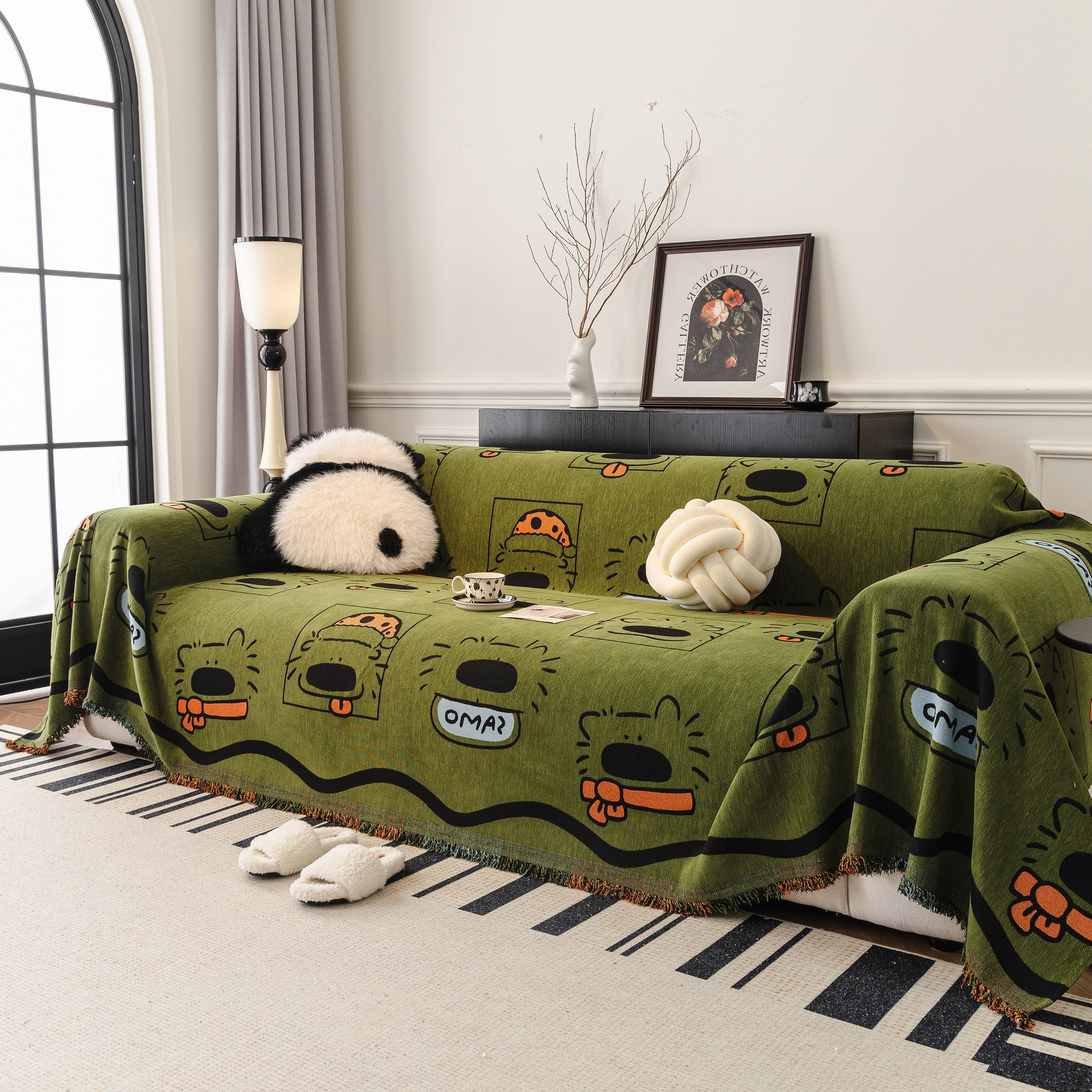 Cute Chenille Couch Cover Throw, Cartoon Soft Washable Sofa Cover for Sectional Sofas - Image 79