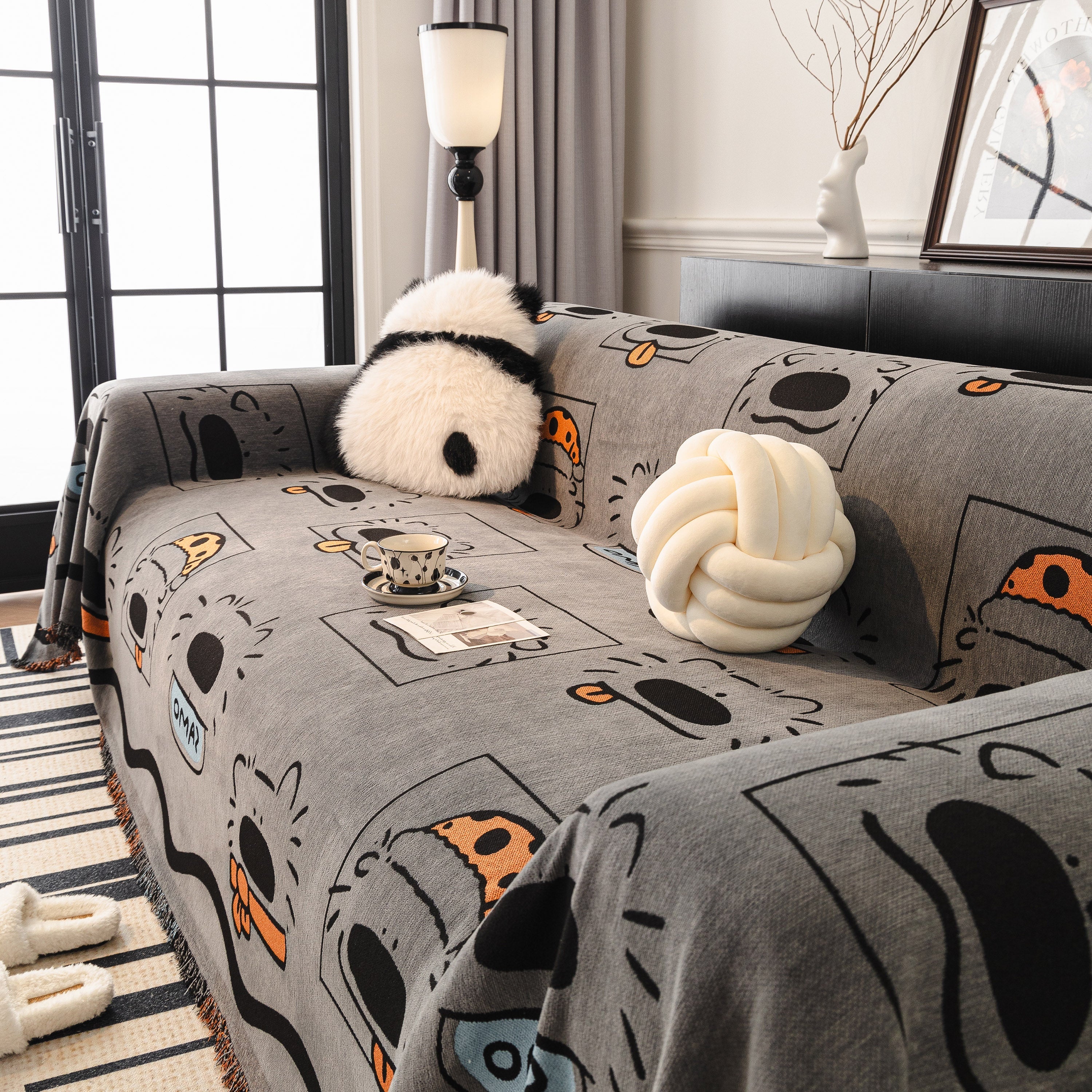 Cute Chenille Couch Cover Throw, Cartoon Soft Washable Sofa Cover for Sectional Sofas - Image 8
