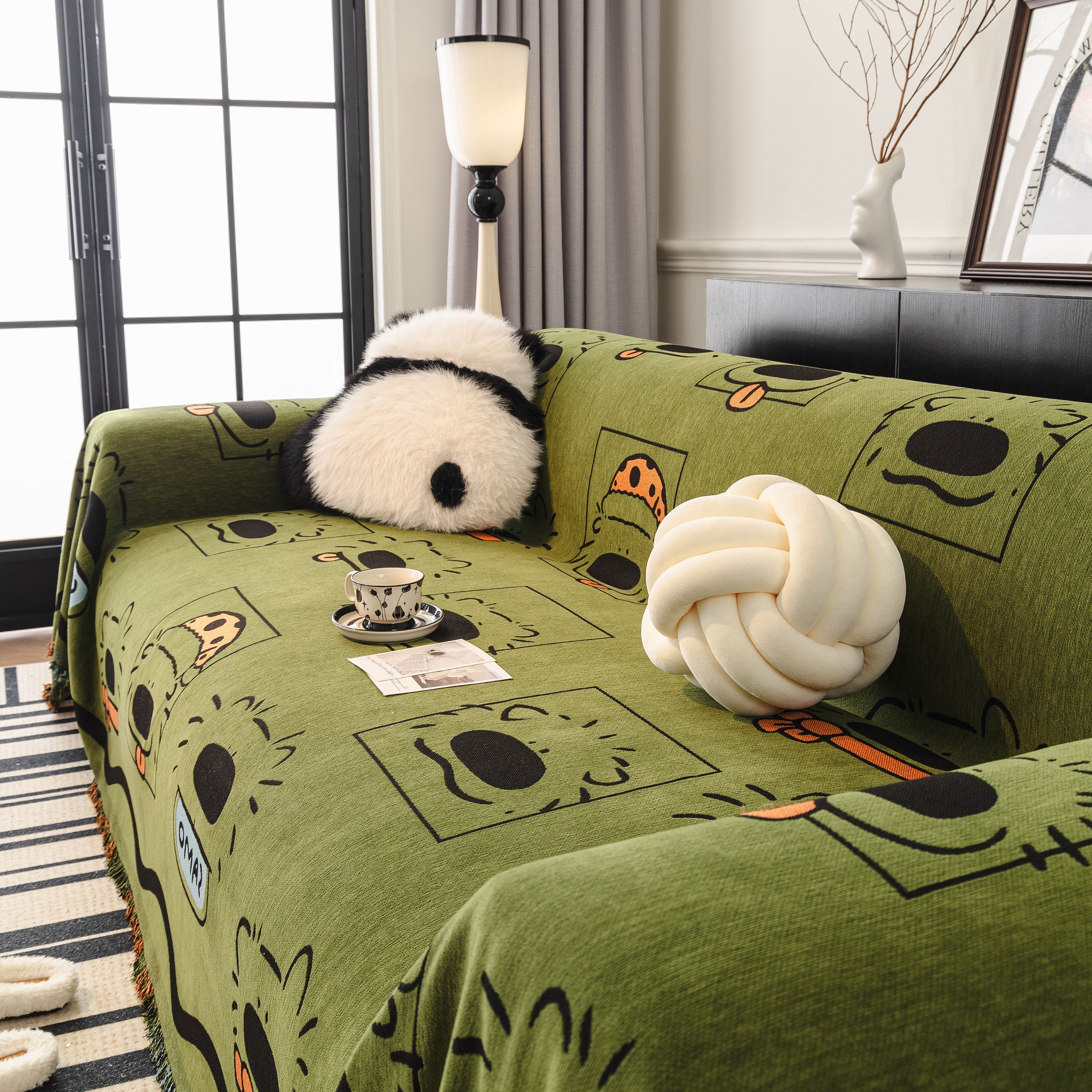 Cute Chenille Couch Cover Throw, Cartoon Soft Washable Sofa Cover for Sectional Sofas - Image 80
