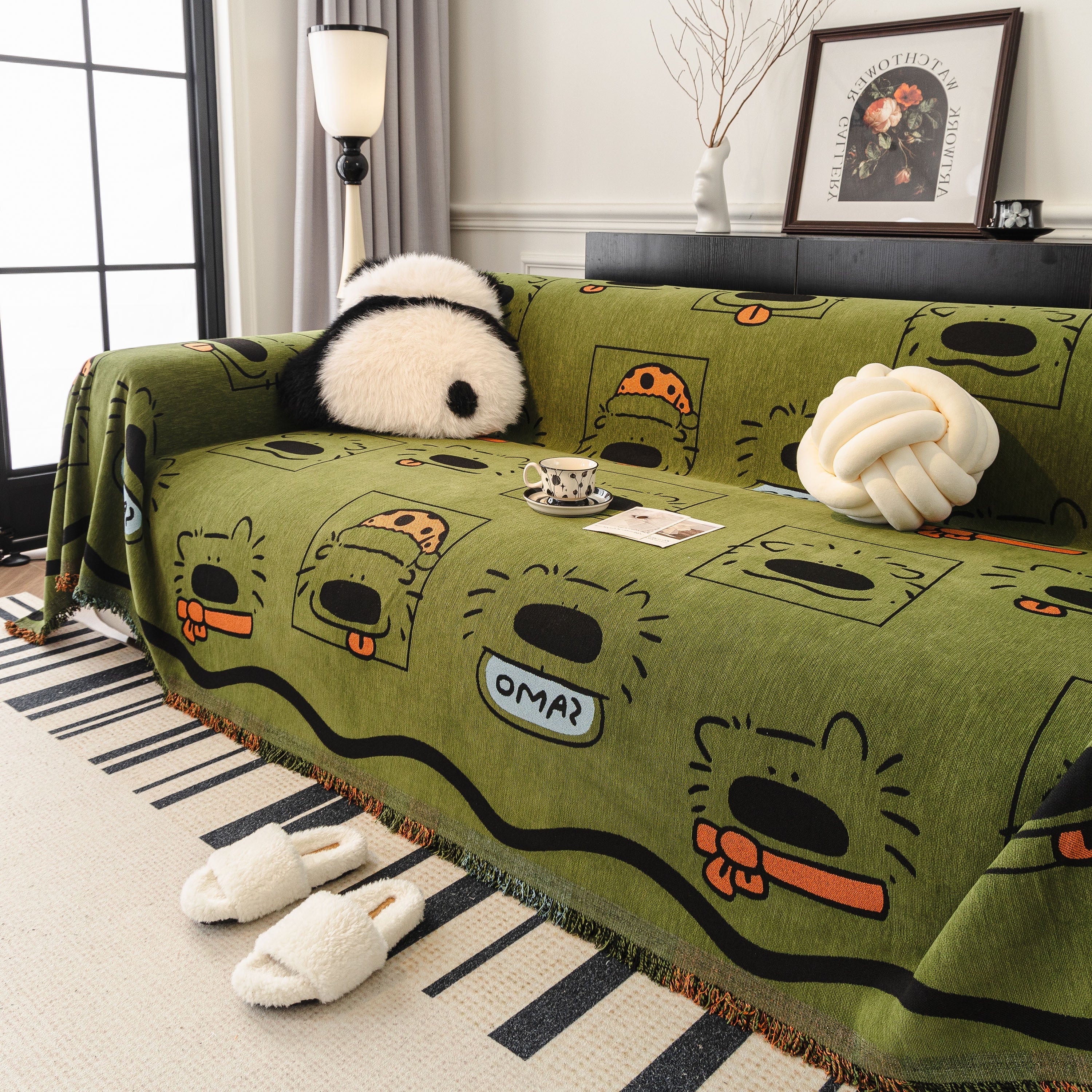 Cute Chenille Couch Cover Throw, Cartoon Soft Washable Sofa Cover for Sectional Sofas - Image 81