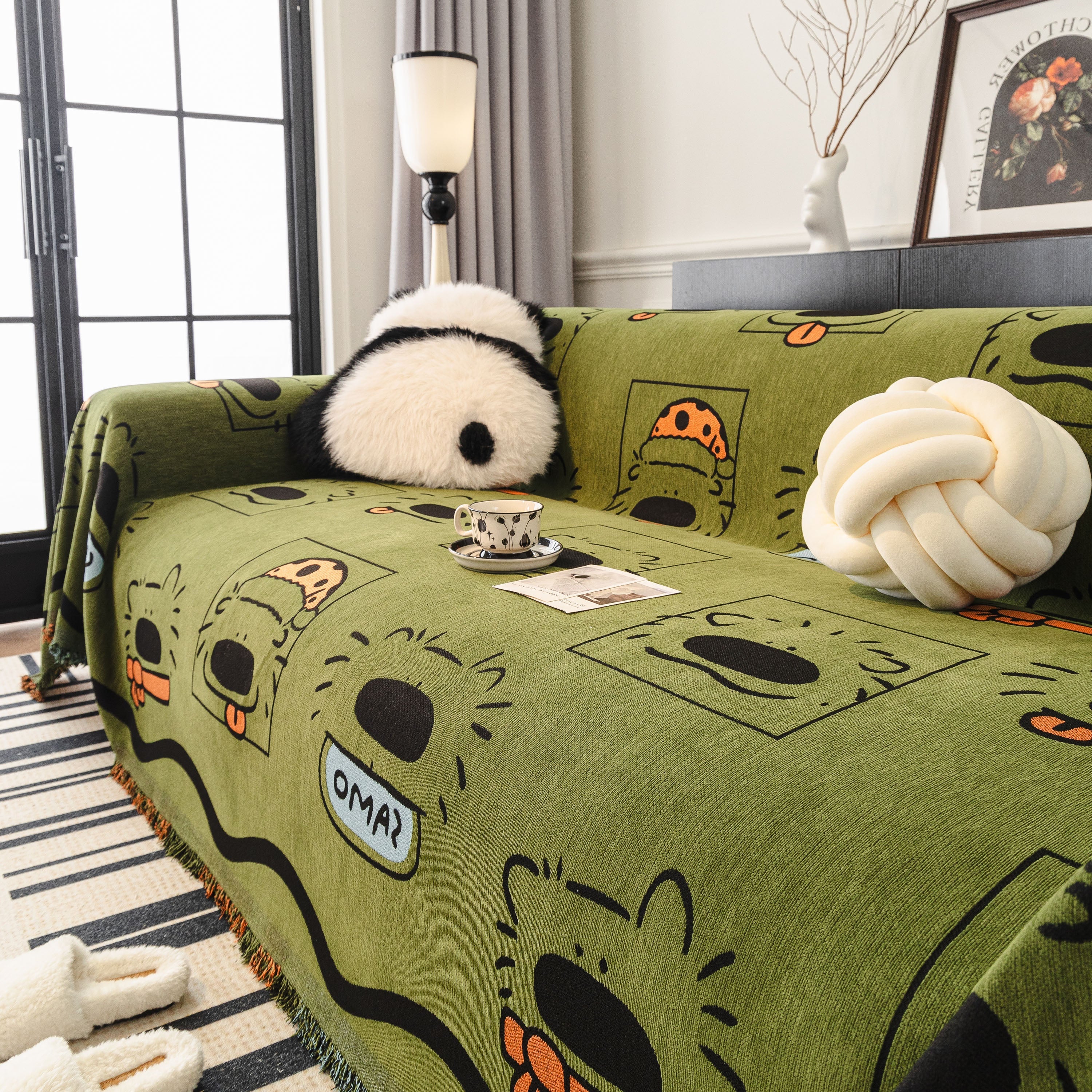 Cute Chenille Couch Cover Throw, Cartoon Soft Washable Sofa Cover for Sectional Sofas - Image 82