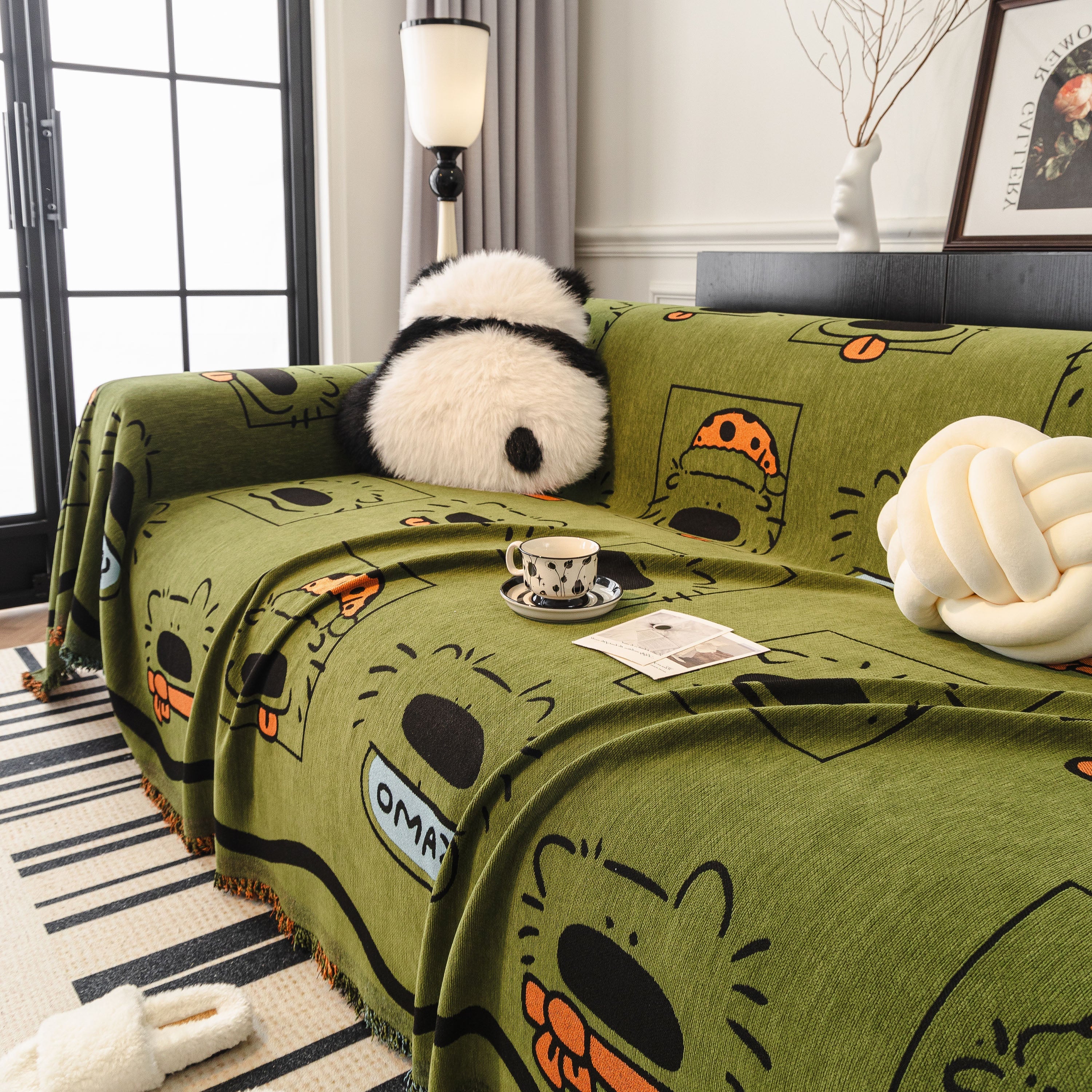 Cute Chenille Couch Cover Throw, Cartoon Soft Washable Sofa Cover for Sectional Sofas - Image 87