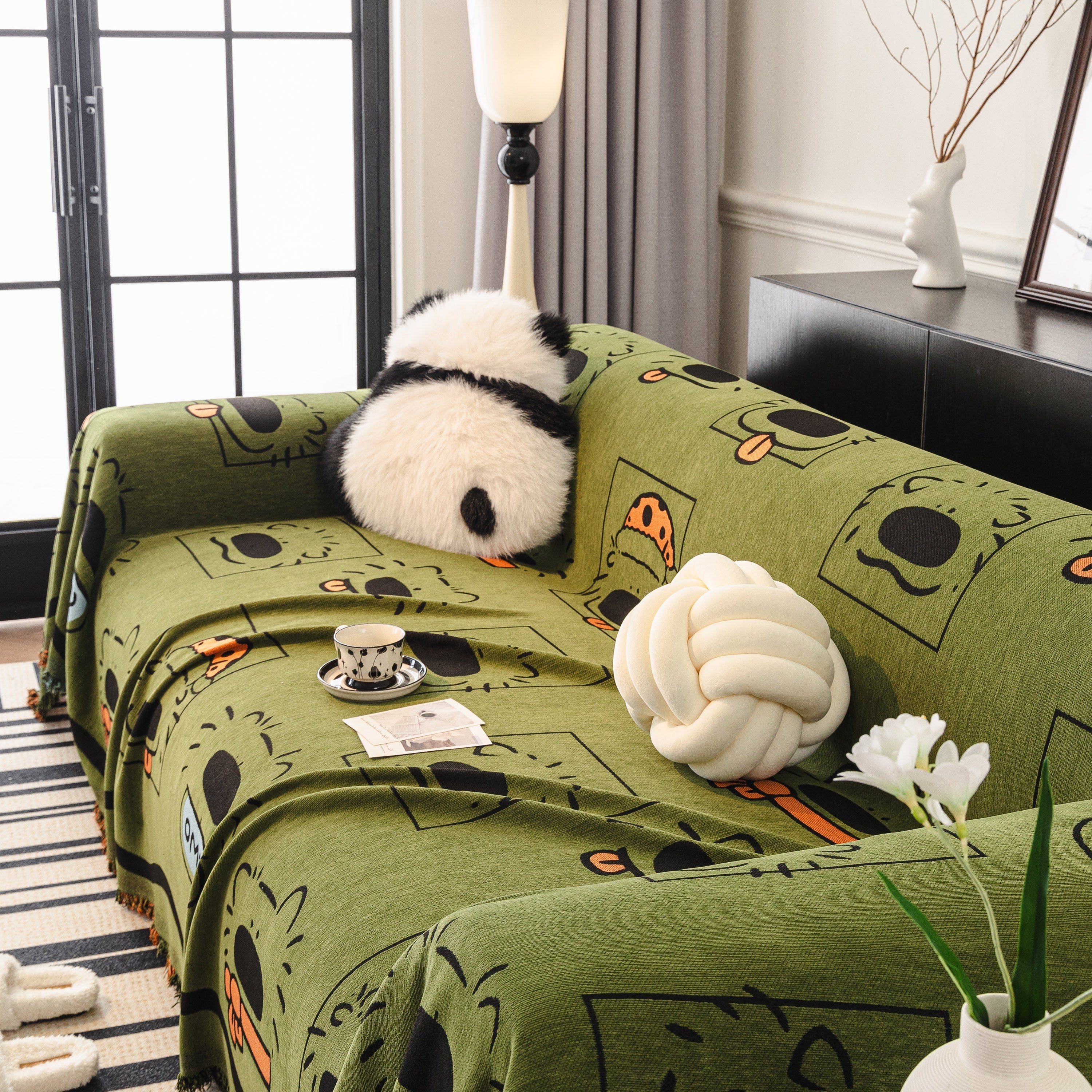 Cute Chenille Couch Cover Throw, Cartoon Soft Washable Sofa Cover for Sectional Sofas - Image 88