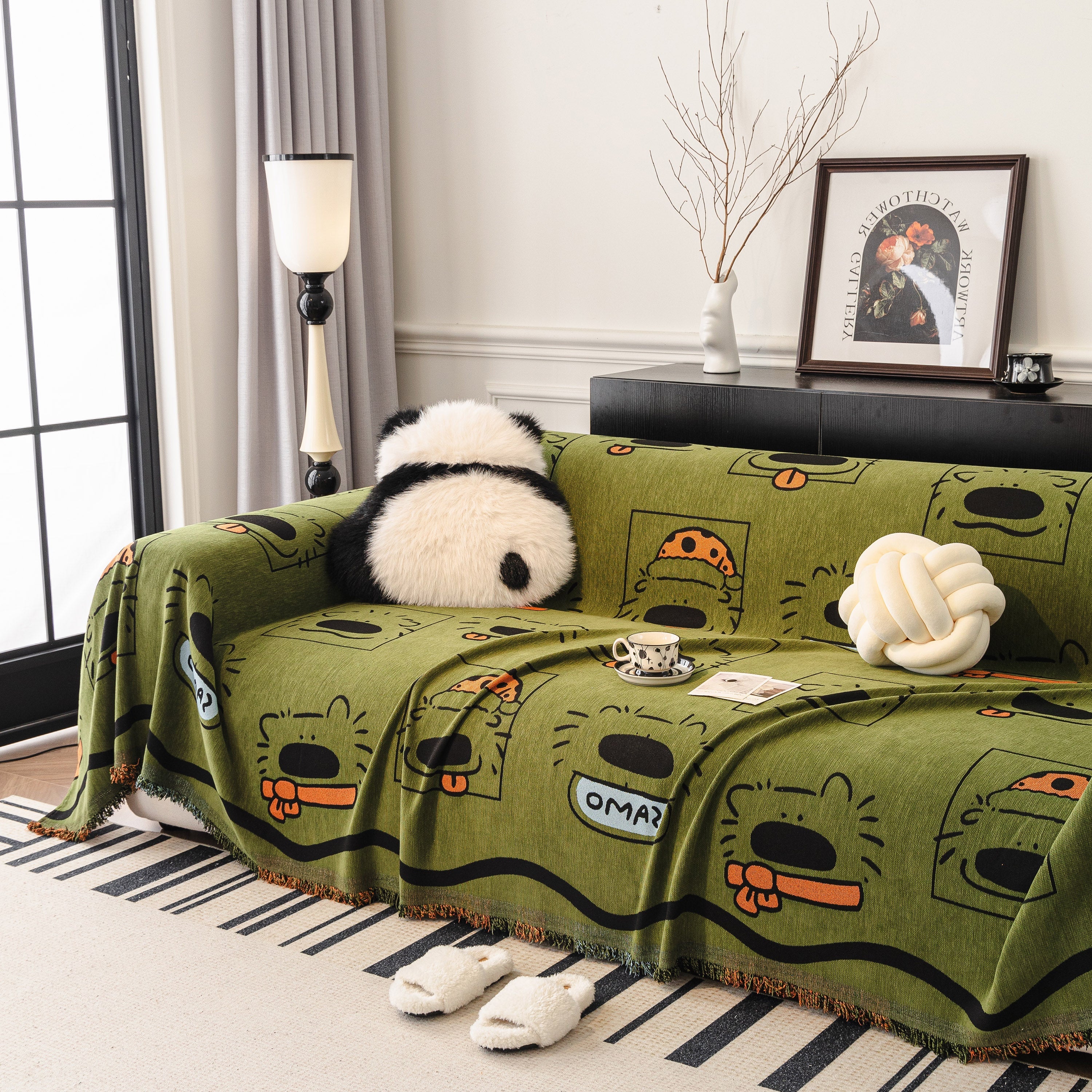 Cute Chenille Couch Cover Throw, Cartoon Soft Washable Sofa Cover for Sectional Sofas - Image 89