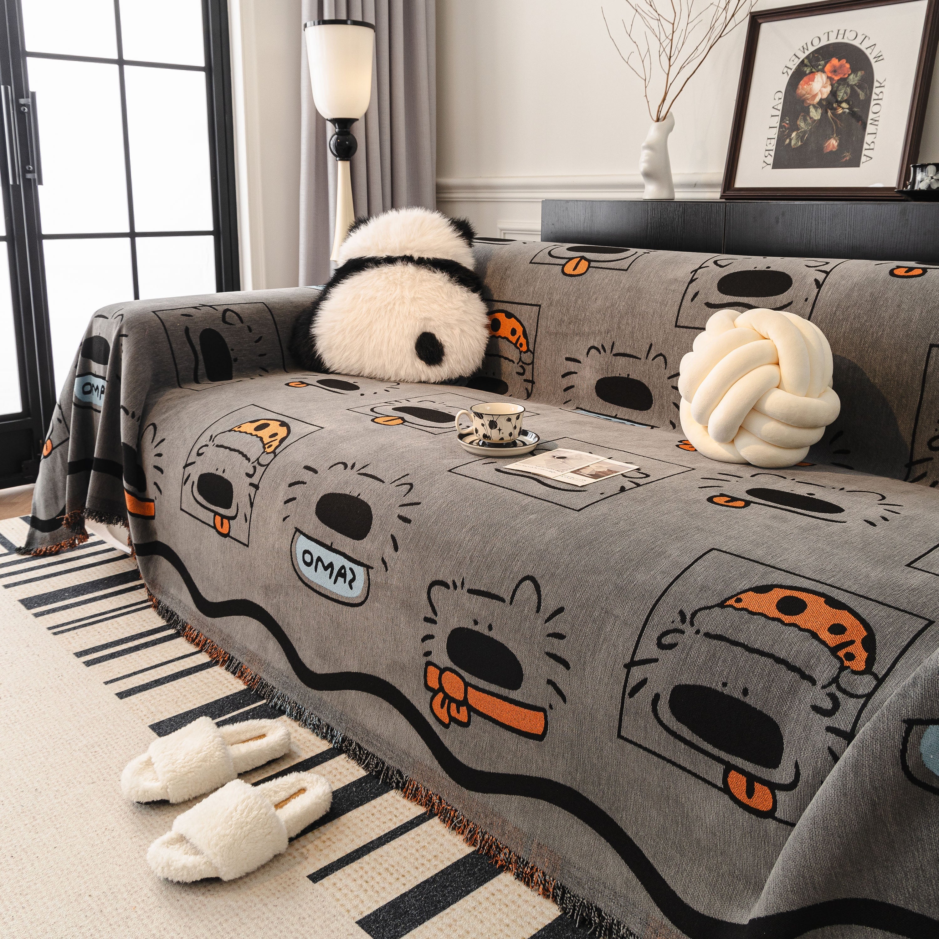 Cute Chenille Couch Cover Throw, Cartoon Soft Washable Sofa Cover for Sectional Sofas - Image 9