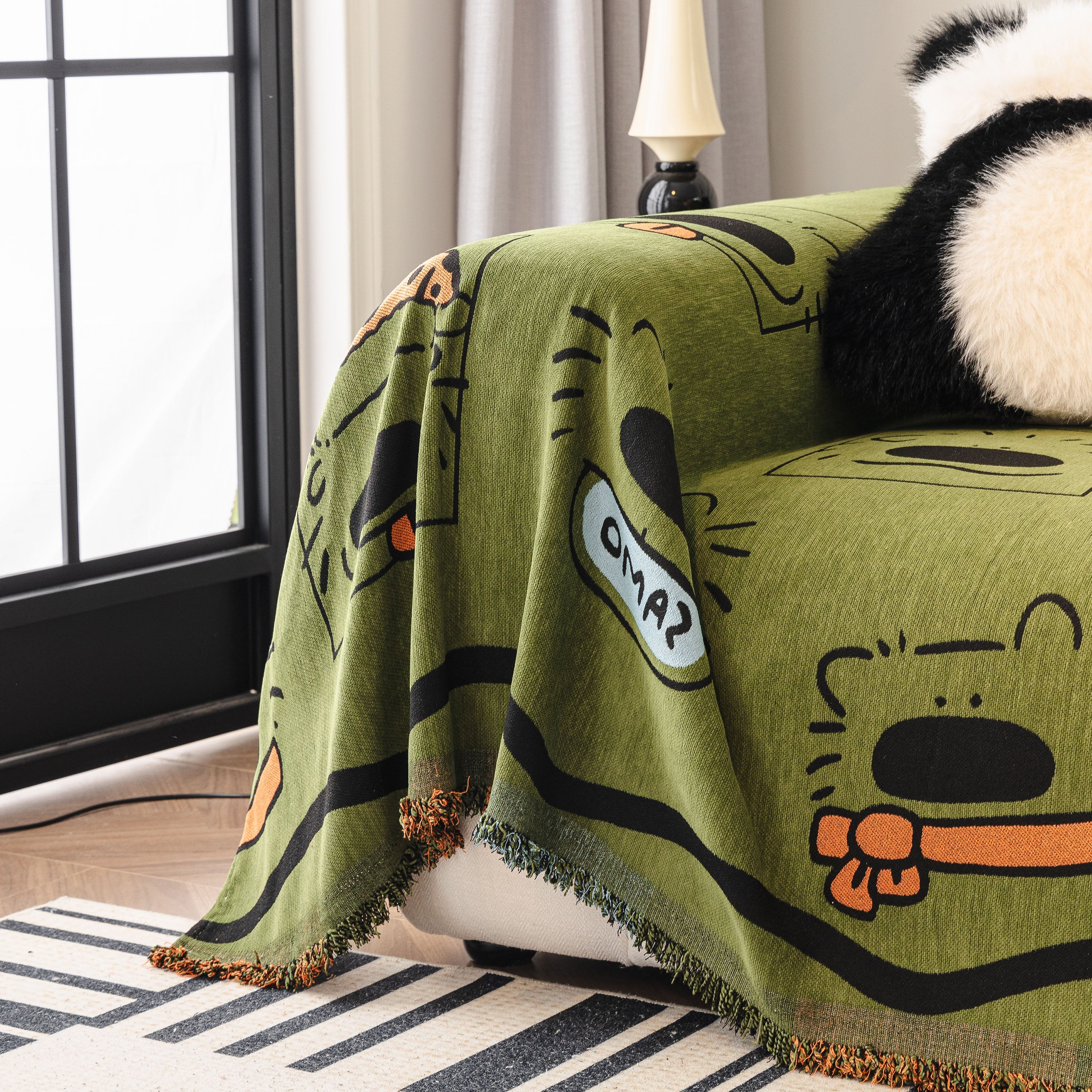 Cute Chenille Couch Cover Throw, Cartoon Soft Washable Sofa Cover for Sectional Sofas - Image 90